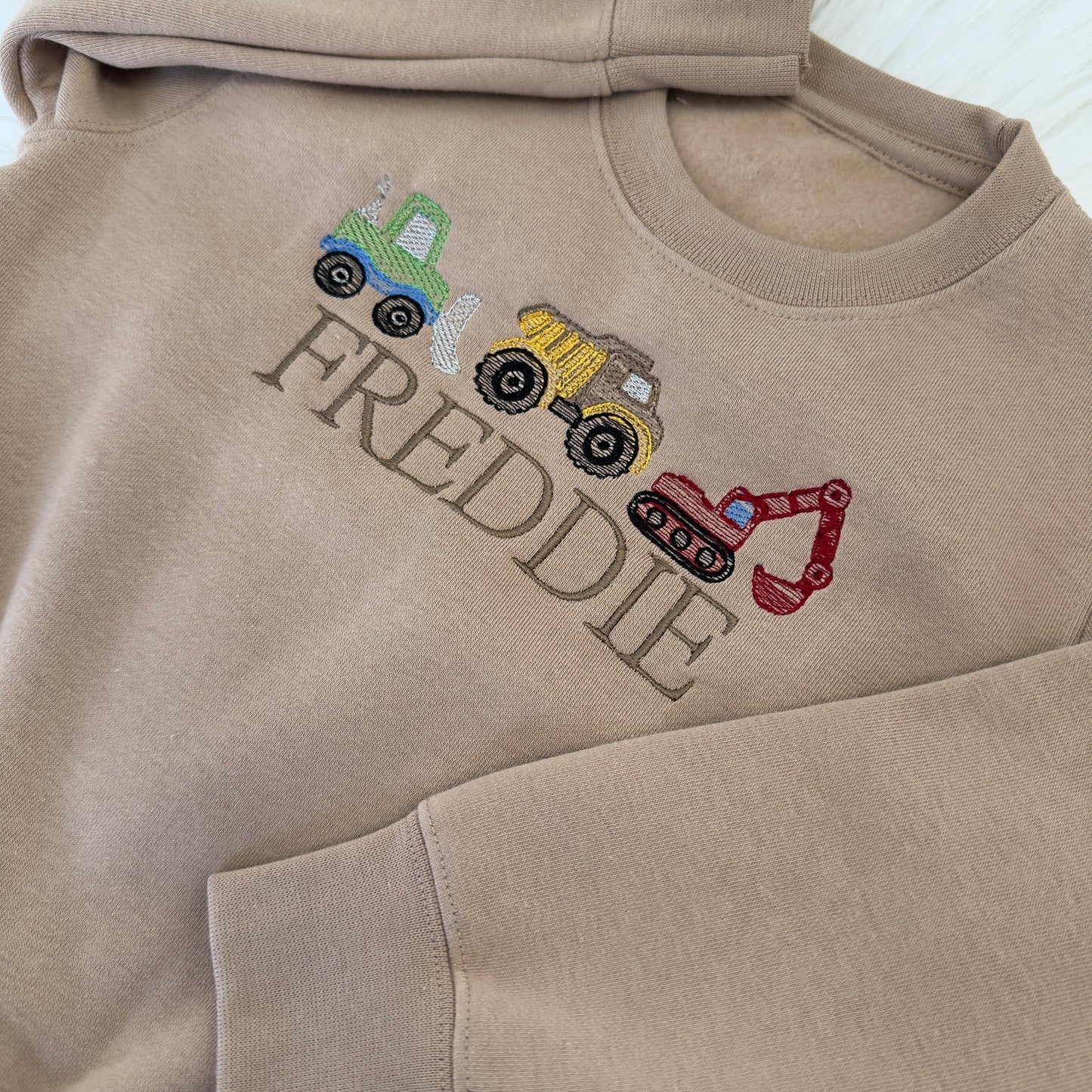 Personalised Diggers Children's Embroidered Jumper
