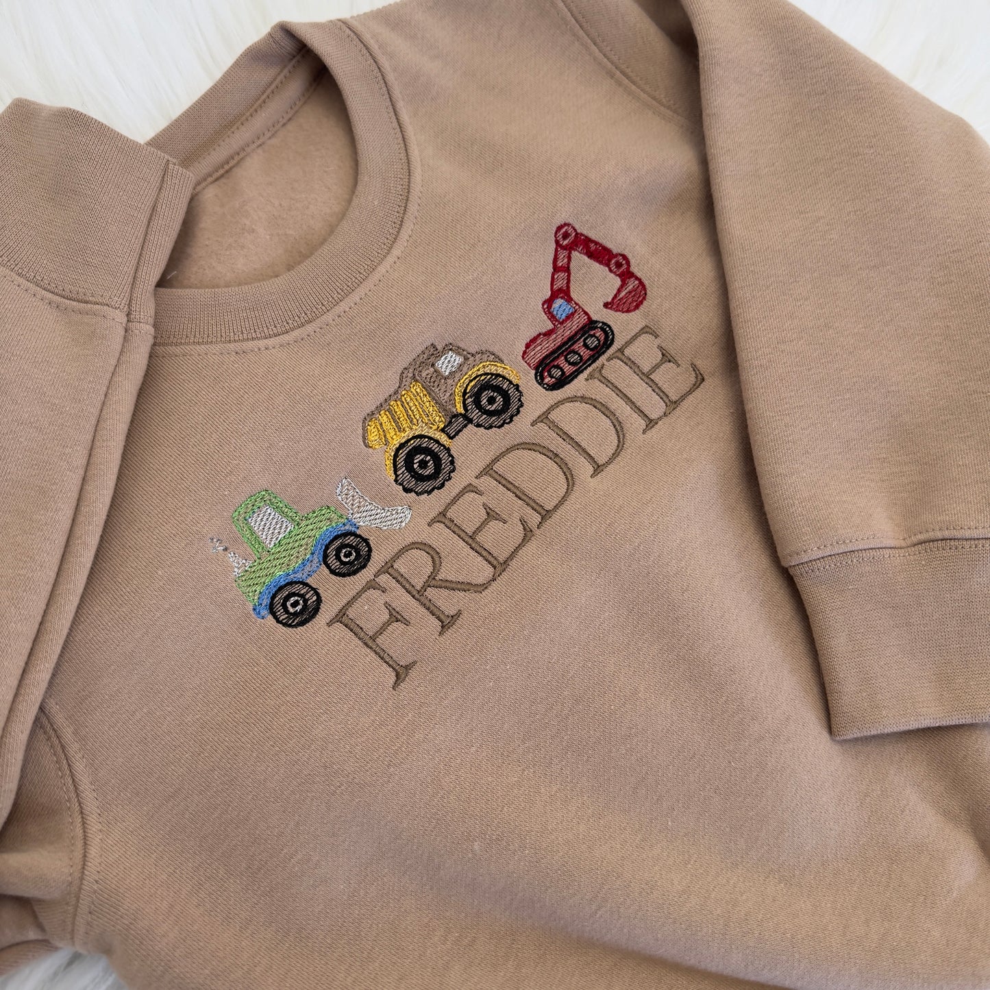 Personalised Diggers Children's Embroidered Jumper
