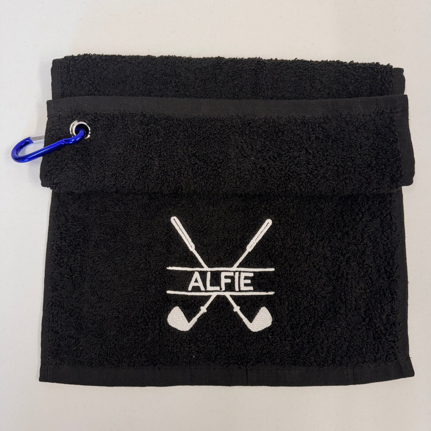 Golf Towel with Embroidered Clubs Personalised With Your Name