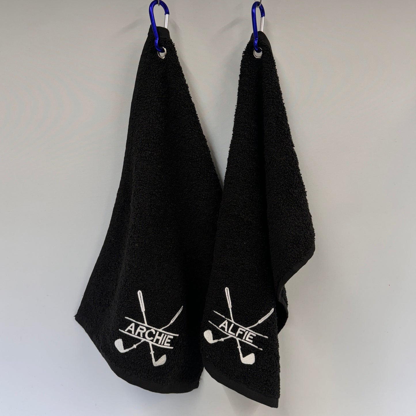 Golf Towel with Embroidered Clubs Personalised With Your Name