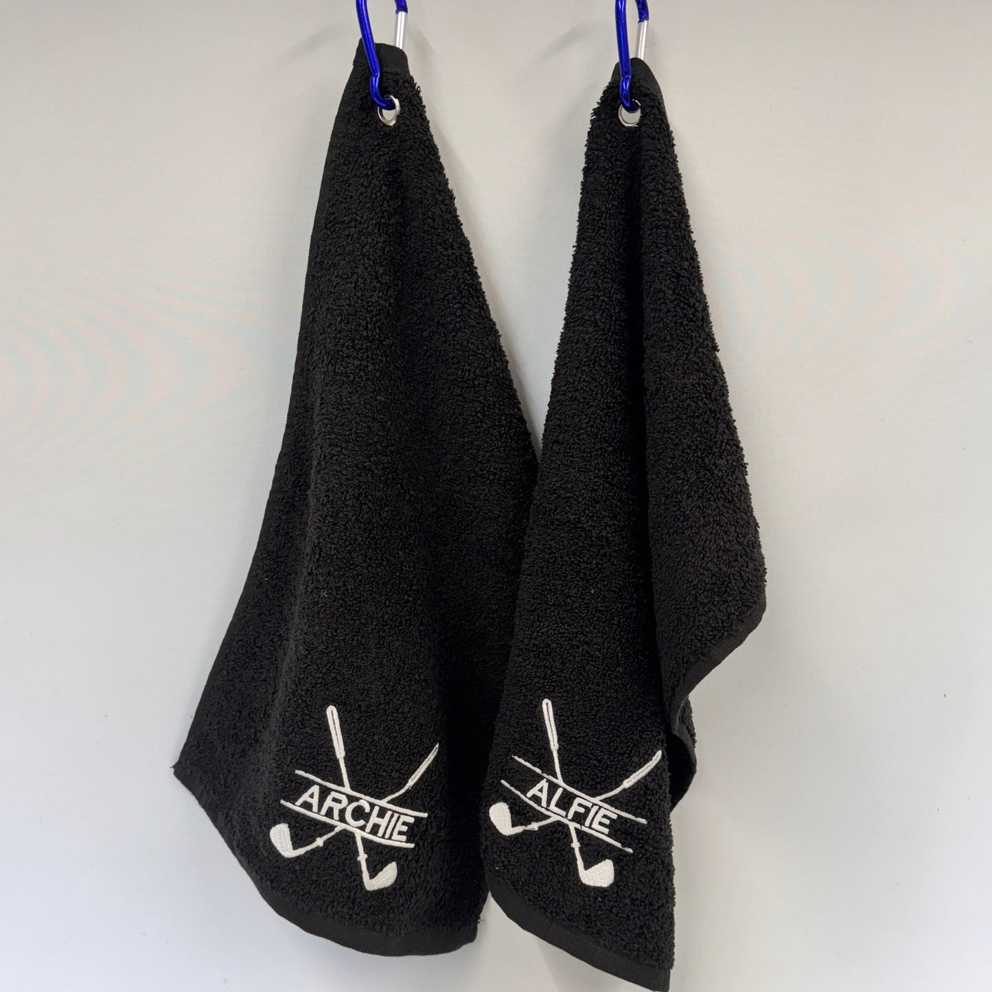 Golf Towel with Embroidered Clubs Personalised With Your Name