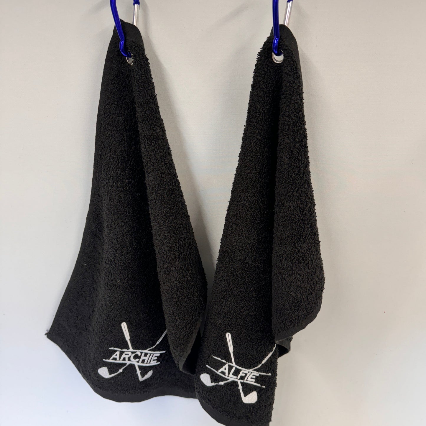 Golf Towel with Embroidered Clubs Personalised With Your Name
