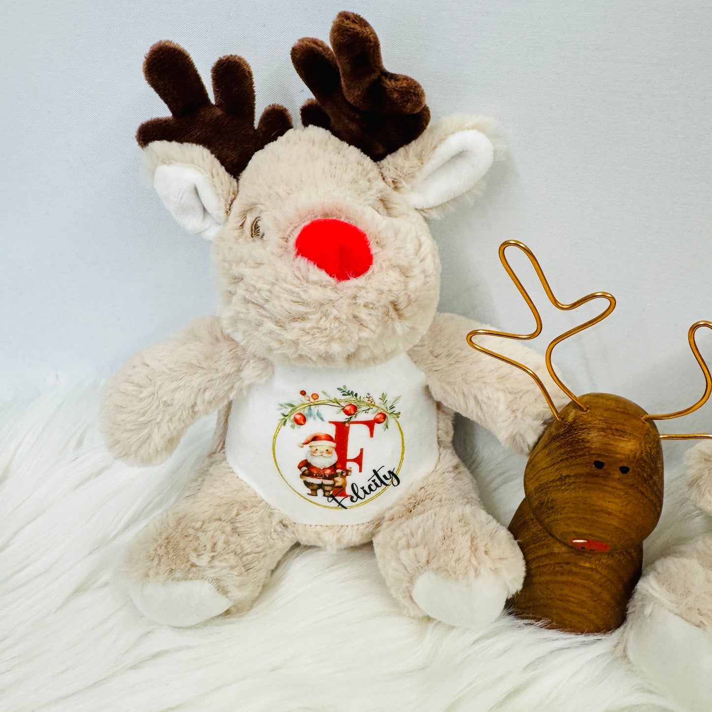Printed Little Reindeer Personalised Christmas Teddy