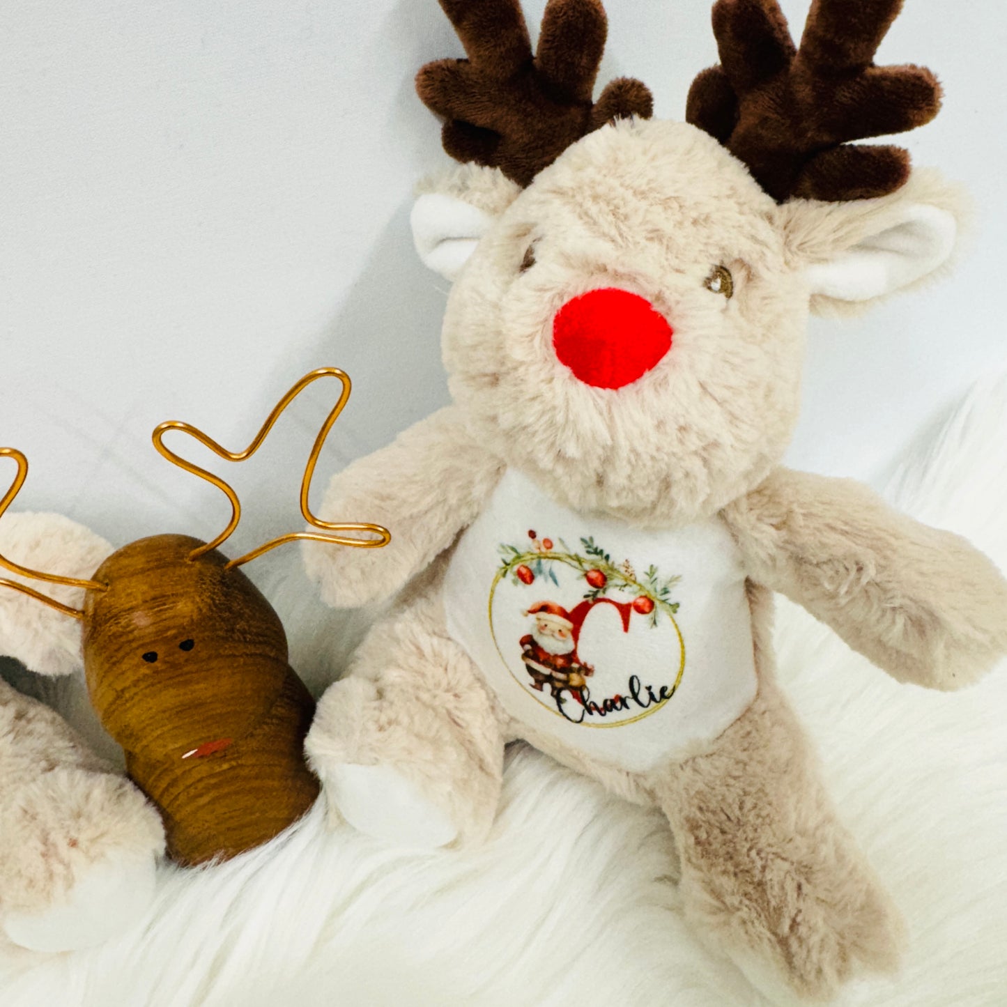 Printed Little Reindeer Personalised Christmas Teddy