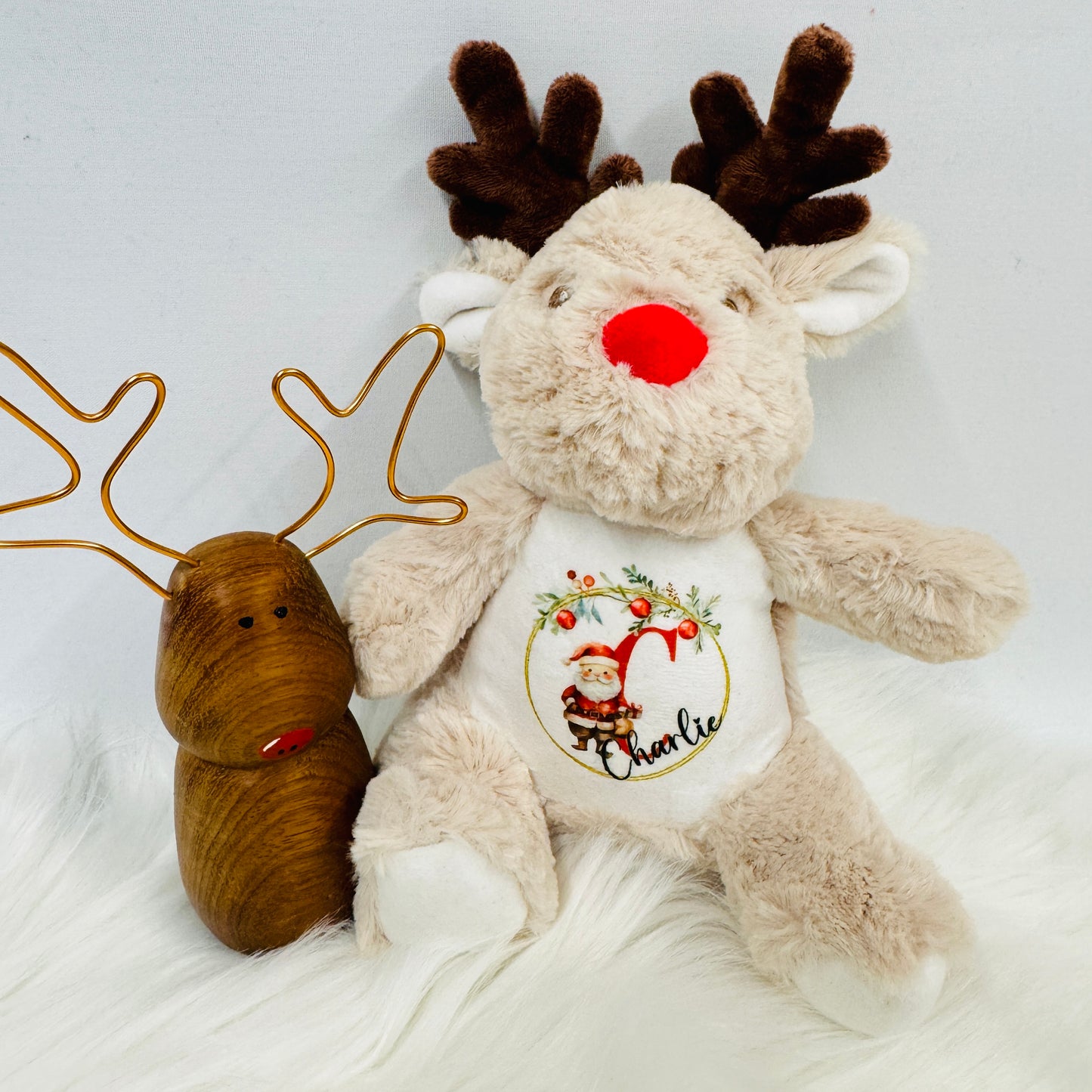 Printed Little Reindeer Personalised Christmas Teddy