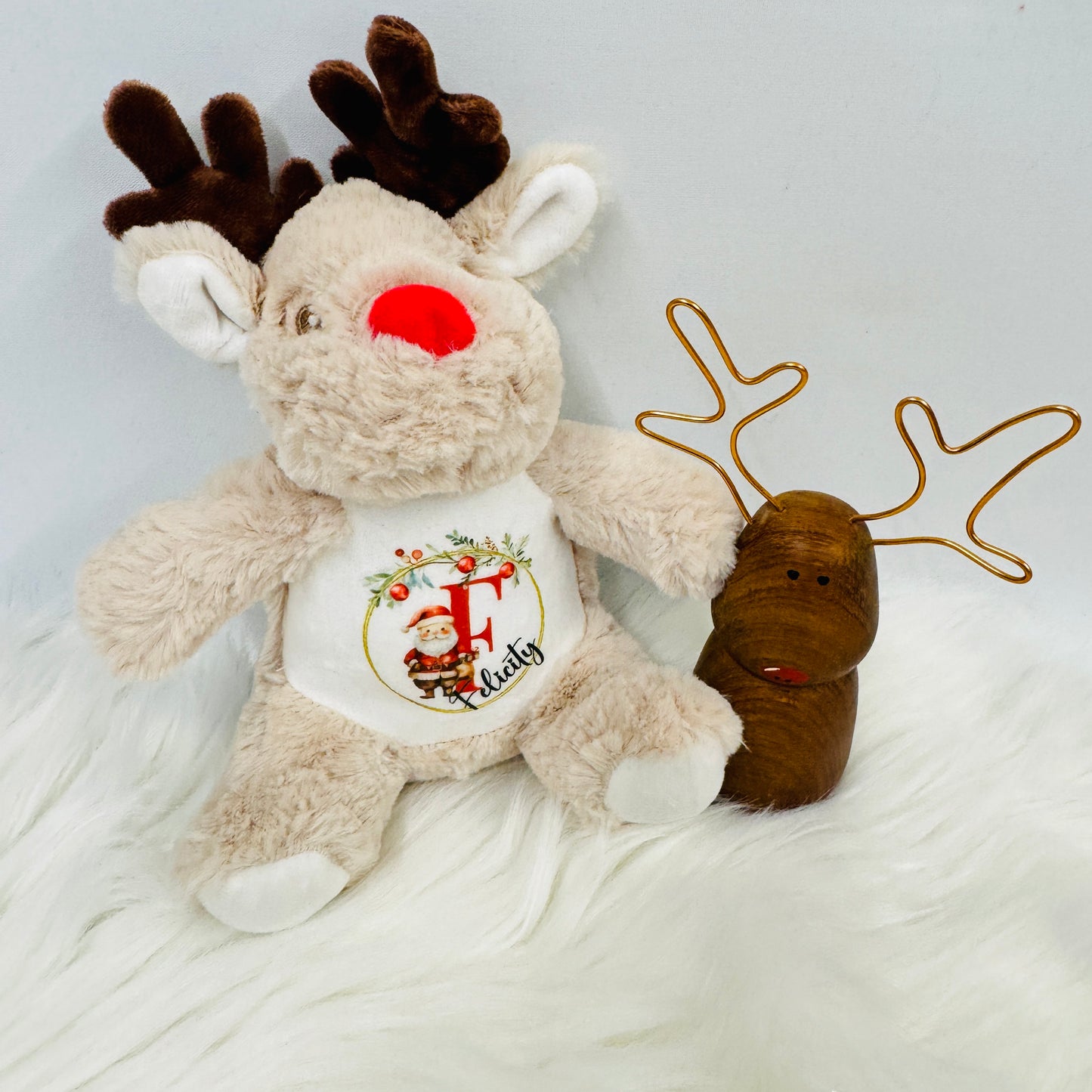 Printed Little Reindeer Personalised Christmas Teddy