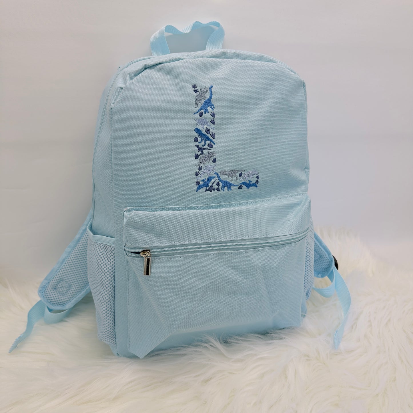 Personalised Children's School or Nursery Backpack with Dinosaur Initial Embroidery