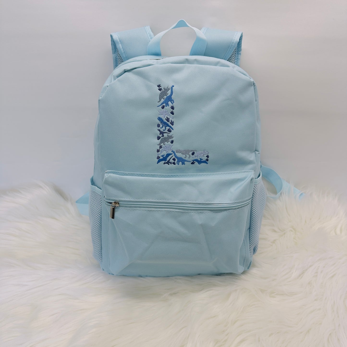 Personalised Children's School or Nursery Backpack with Dinosaur Initial Embroidery