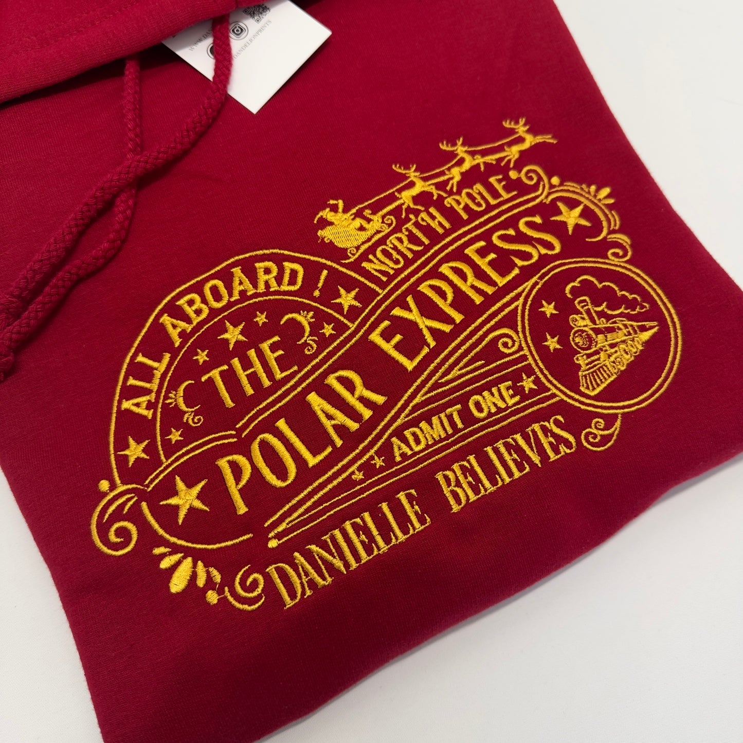 All Aboard! Christmas Polar Express Embroidered Sweater or Hoodie. Personalised for a Magical Train Ride