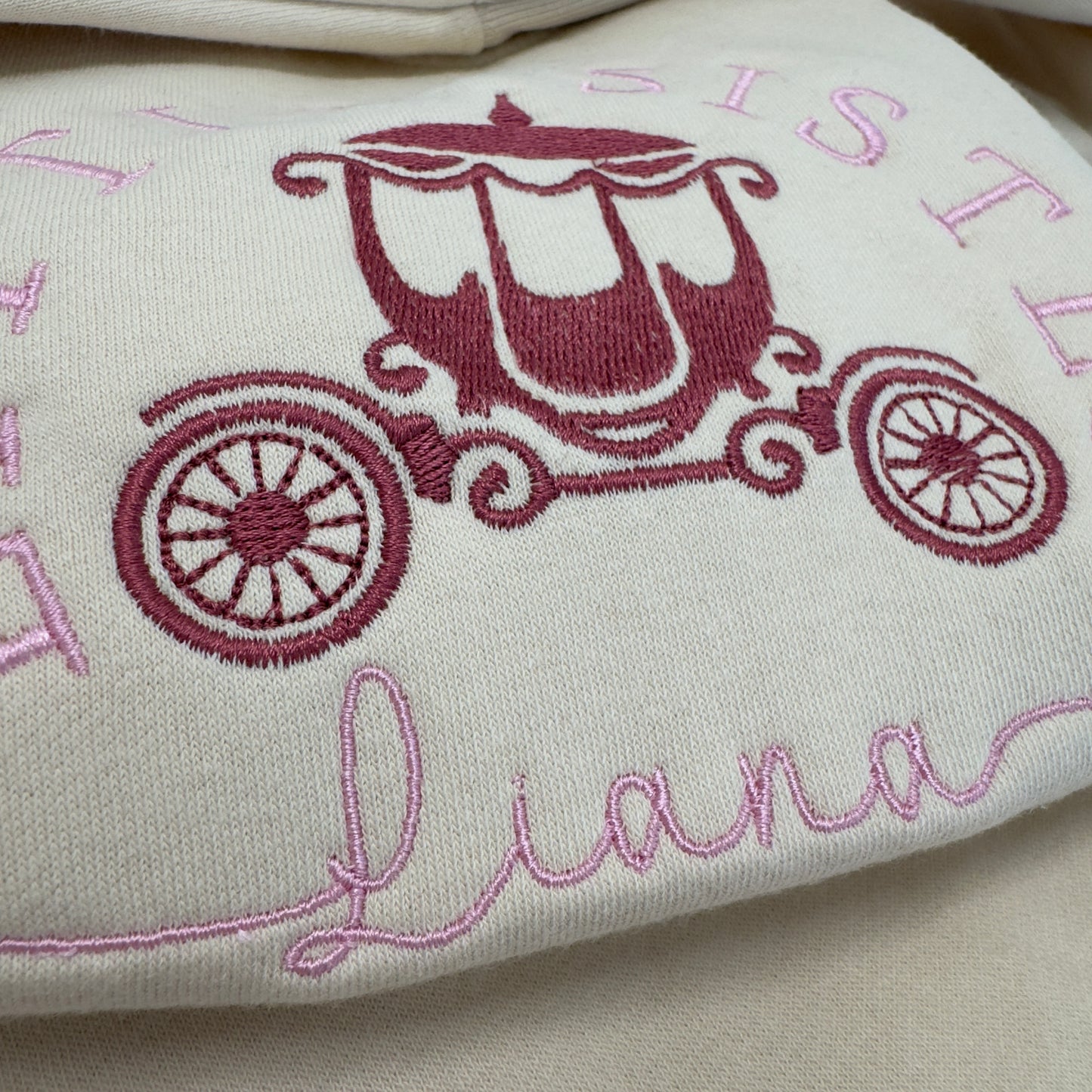 Big Sister Little Sister Personalised Embroidered Children's Soft Cotton Sweater with Princess Carriage