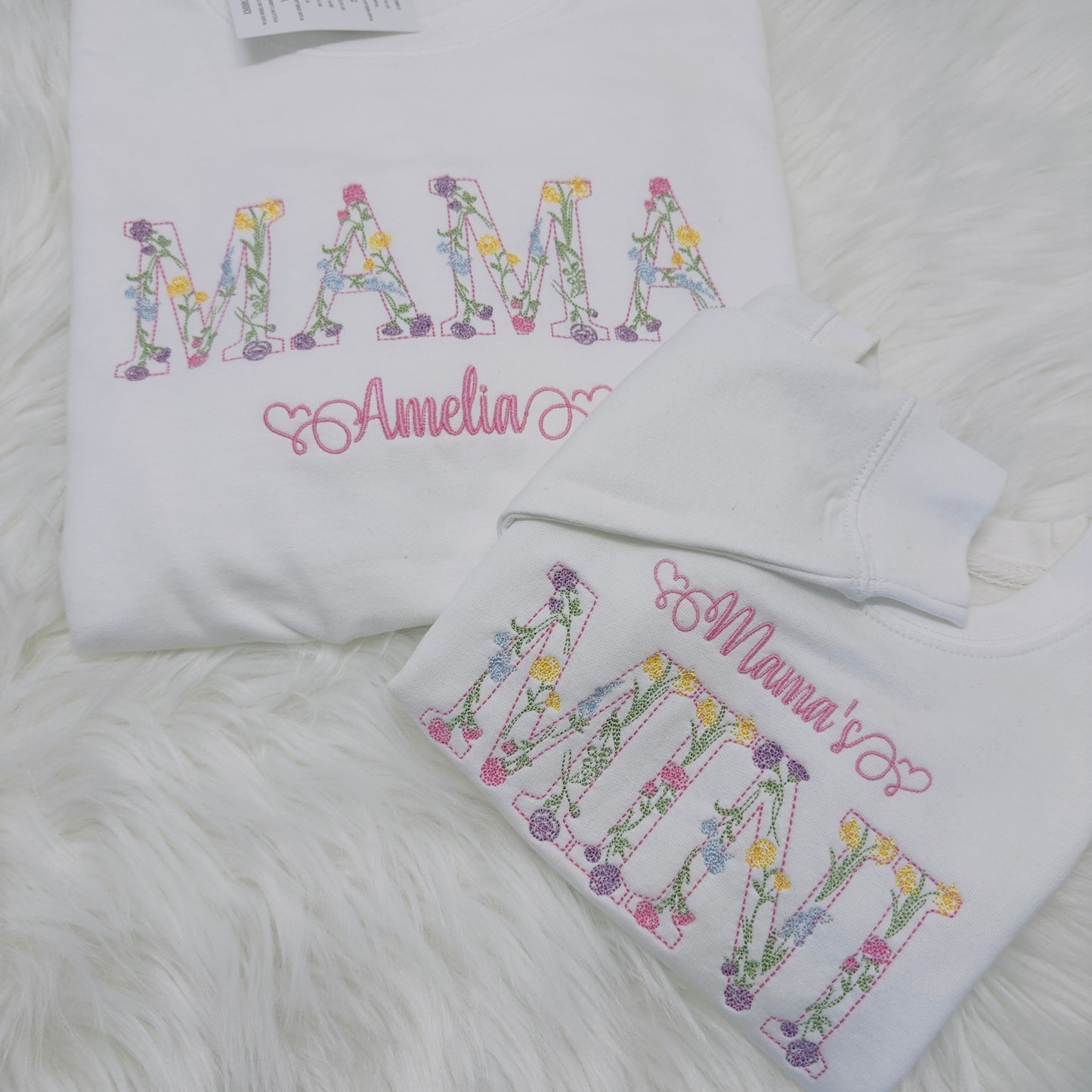 Mama & Mini Floral Matching Sweaters. Embroidered and Personalised