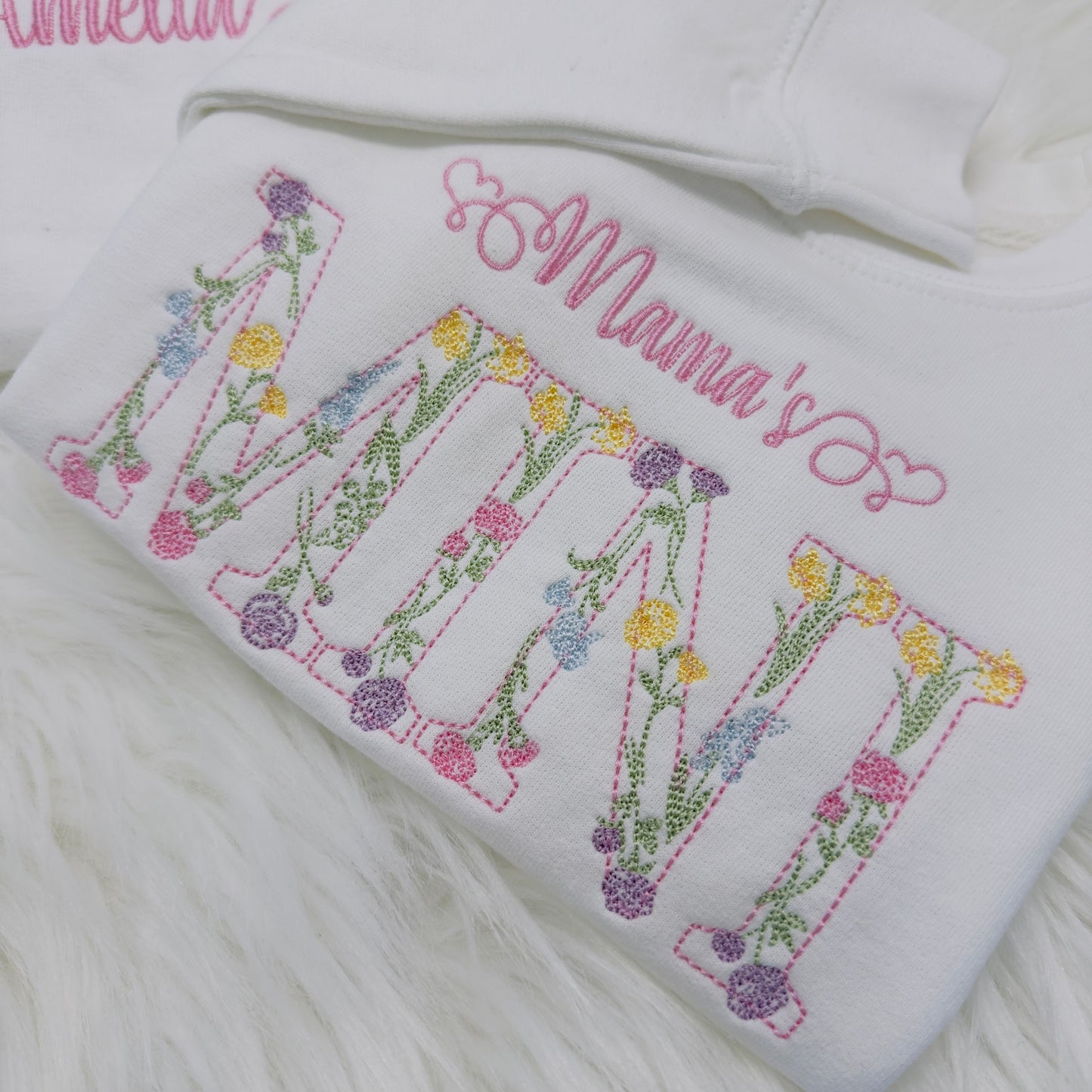 Mama & Mini Floral Matching Sweaters. Embroidered and Personalised