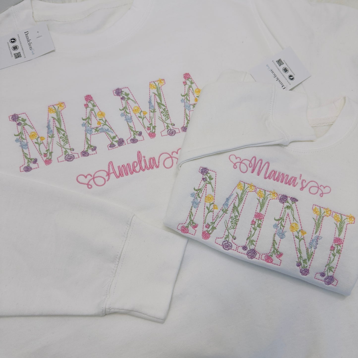 Mama & Mini Floral Matching Sweaters. Embroidered and Personalised
