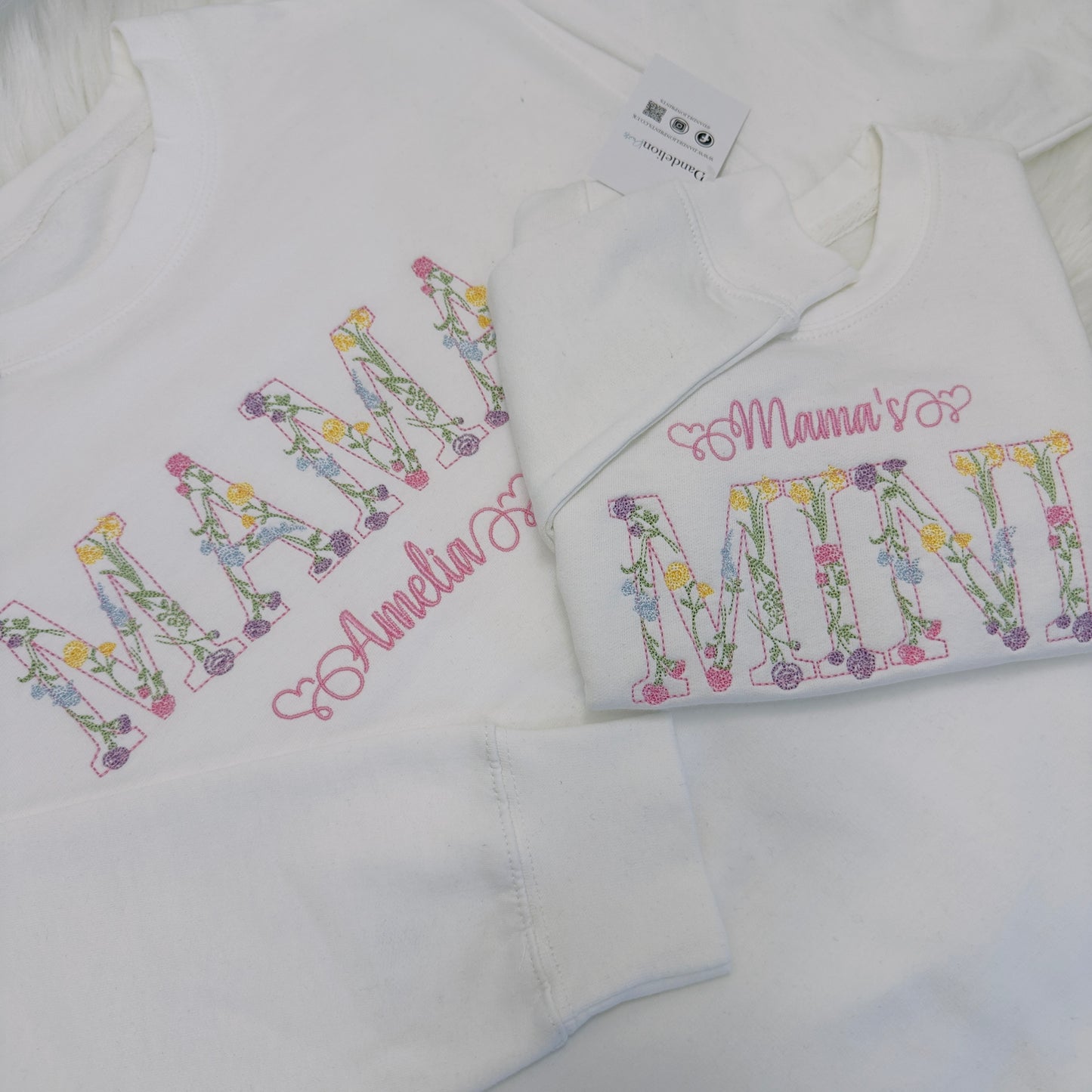Mama & Mini Floral Matching Sweaters. Embroidered and Personalised