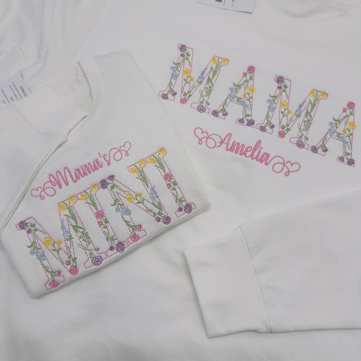 Mama & Mini Floral Matching Sweaters. Embroidered and Personalised