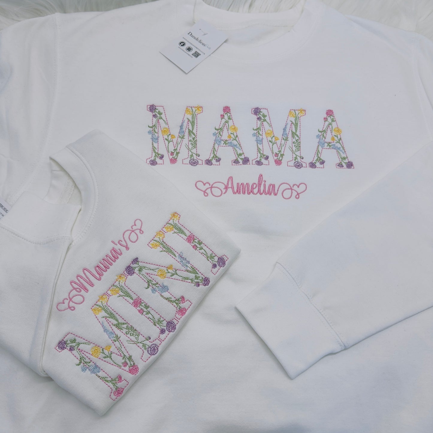Mama & Mini Floral Matching Sweaters. Embroidered and Personalised
