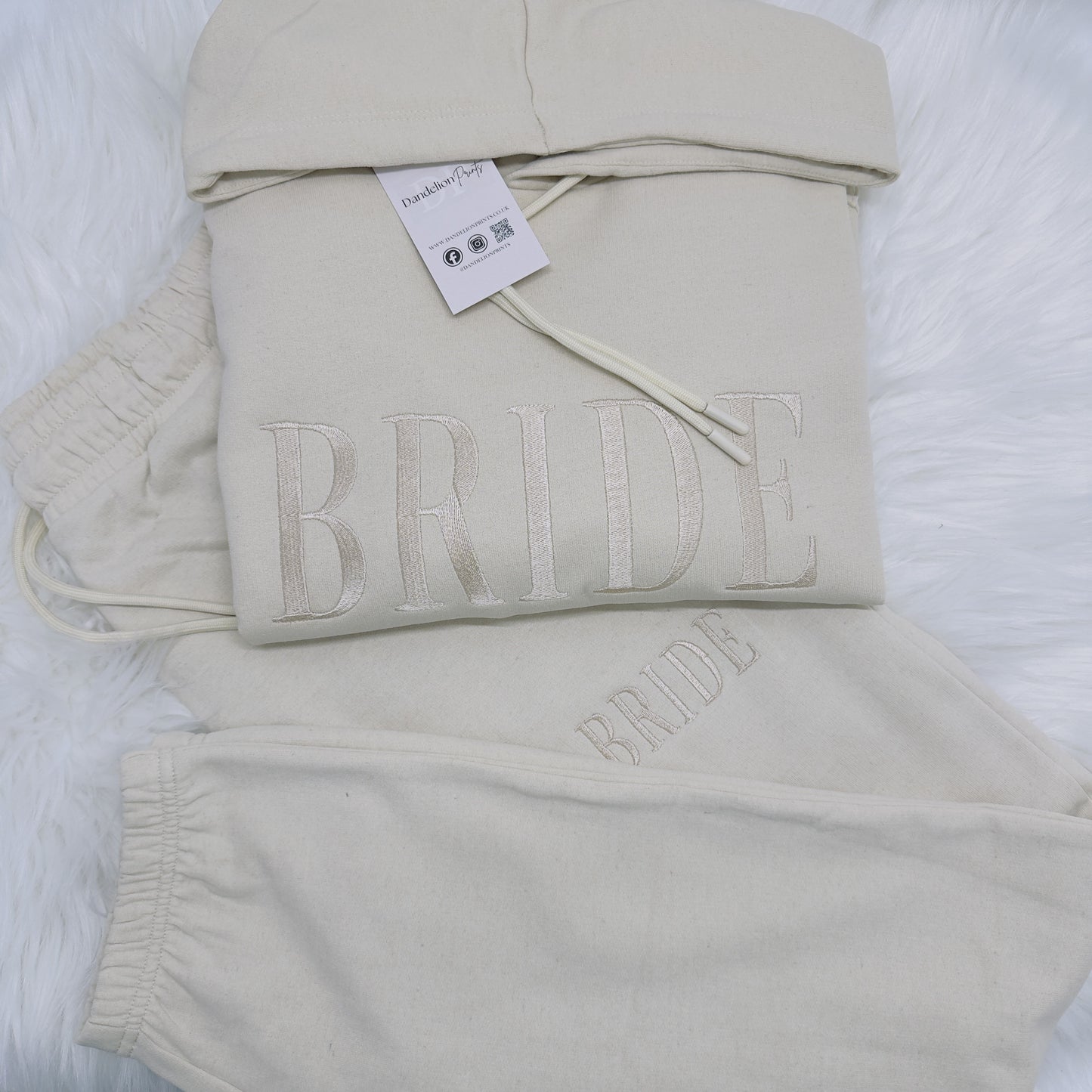 Bride or Groom Embroidered Luxury Organic Hoodie and Joggers Set. Complete Tracksuit in Various Colours
