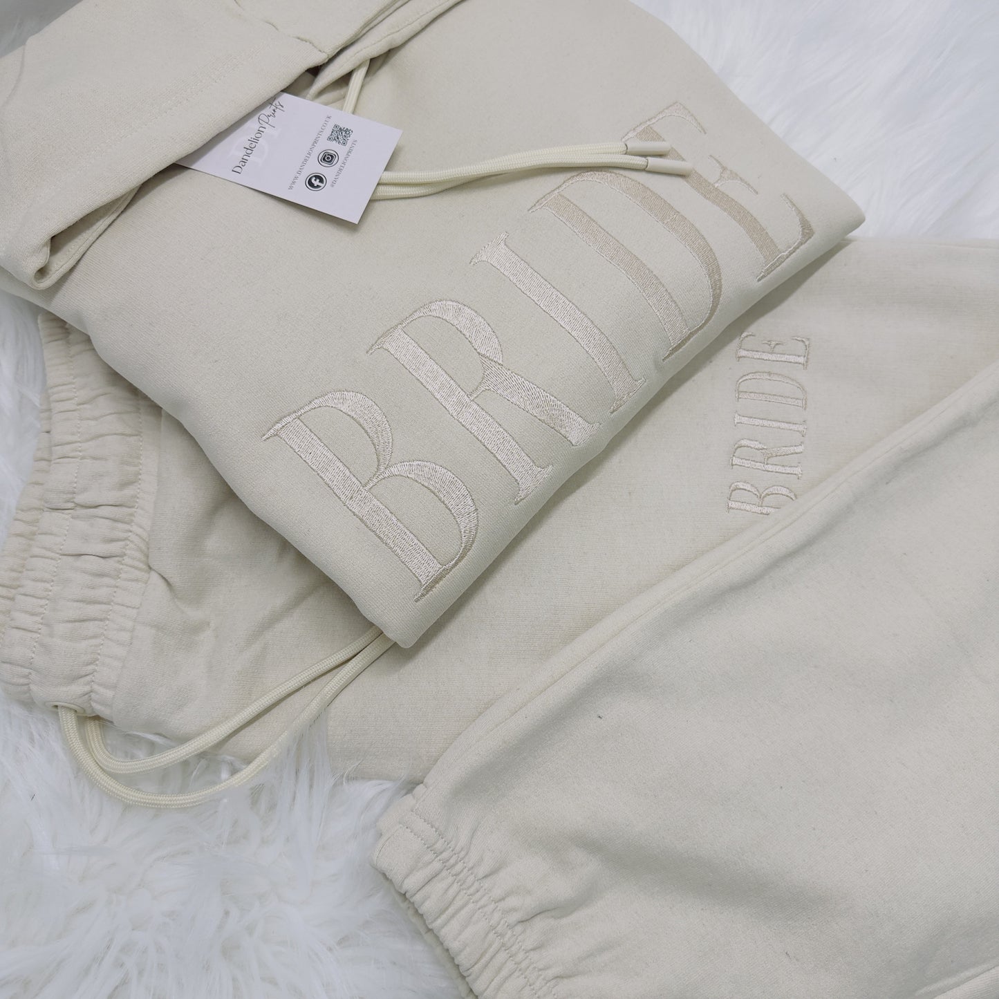 Bride or Groom Embroidered Luxury Organic Hoodie and Joggers Set. Complete Tracksuit in Various Colours