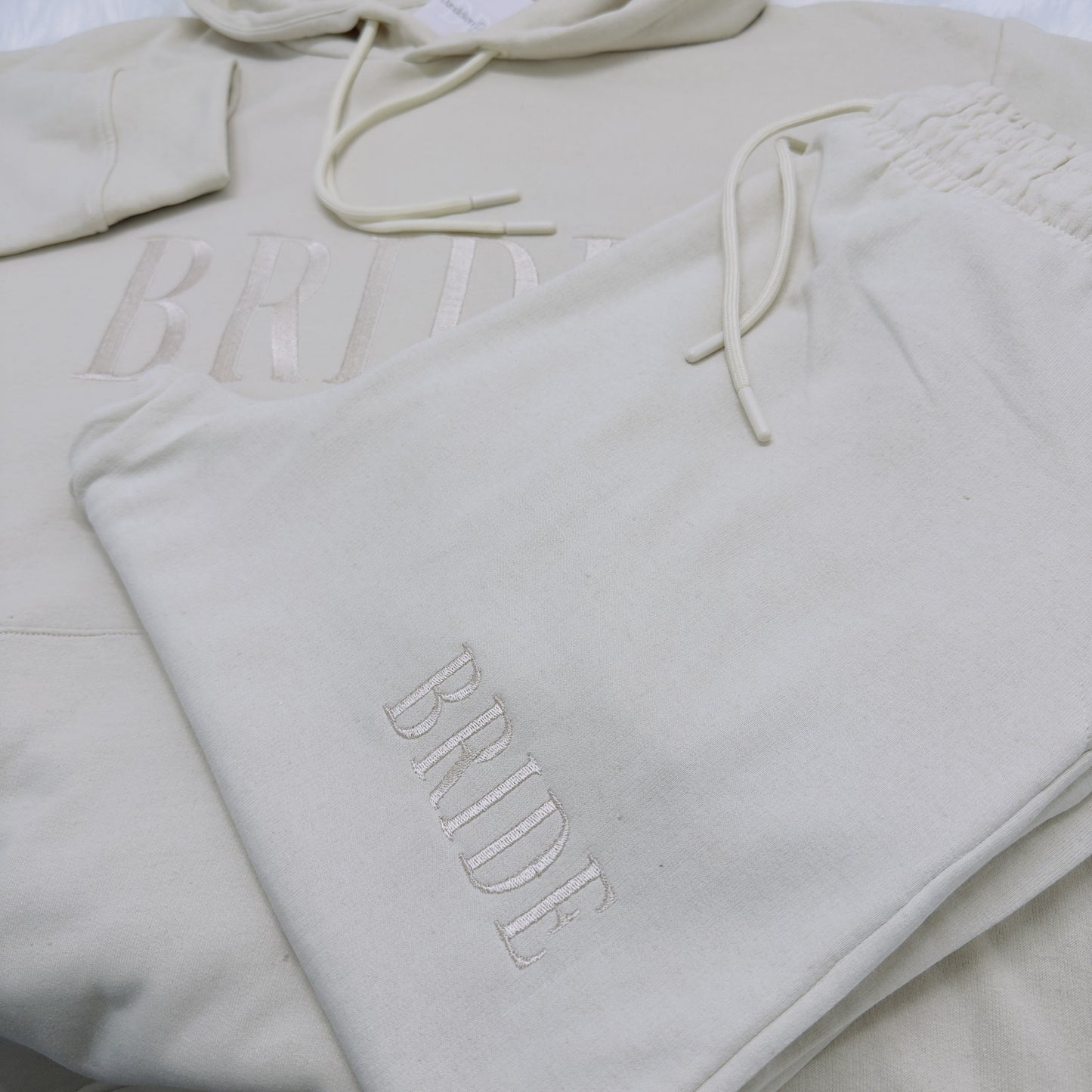Bride or Groom Embroidered Luxury Organic Hoodie and Joggers Set. Complete Tracksuit in Various Colours