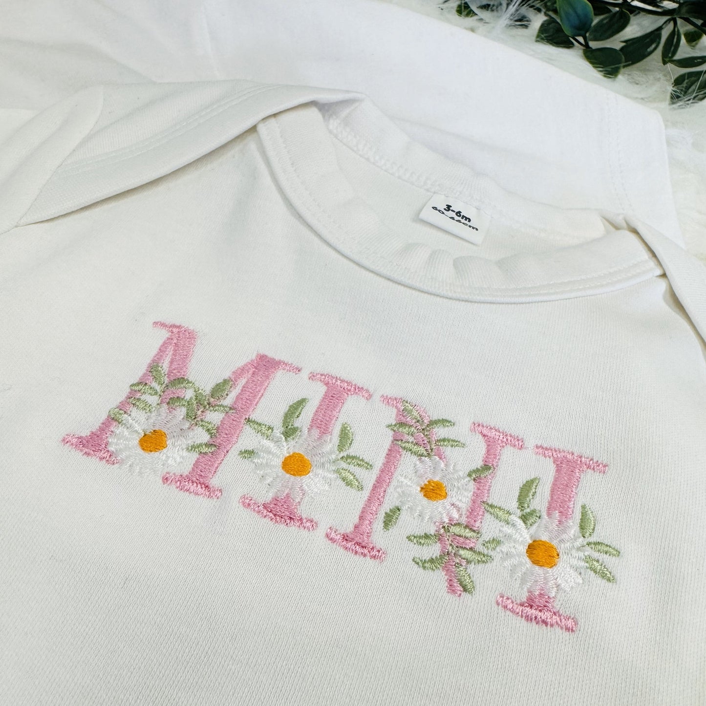 Mama and Mini Matching T-Shirt Set - Embroidered Mama and Mini with Daisy Design - Choose from Various Garment Colours