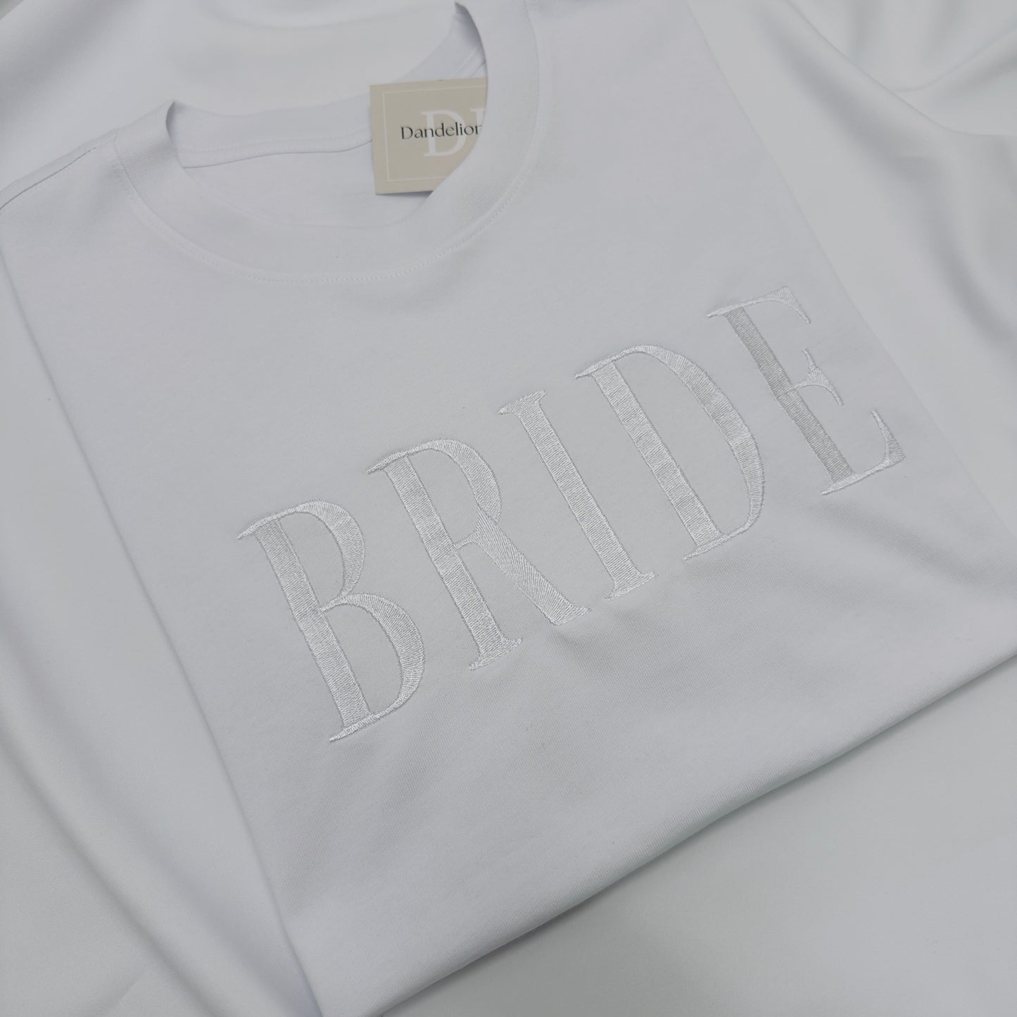 Bride or Groom Embroidered White Organic T-Shirt. Bride To Be Gift Idea.