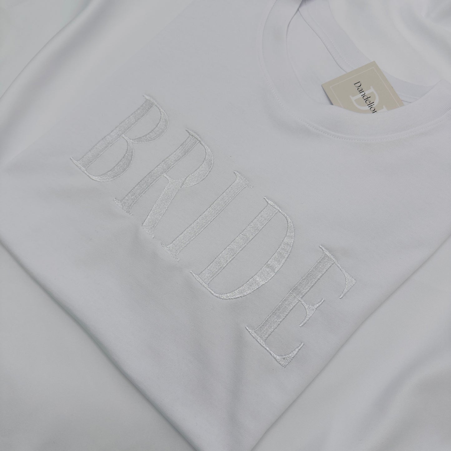 Bride or Groom Embroidered White Organic T-Shirt. Bride To Be Gift Idea.
