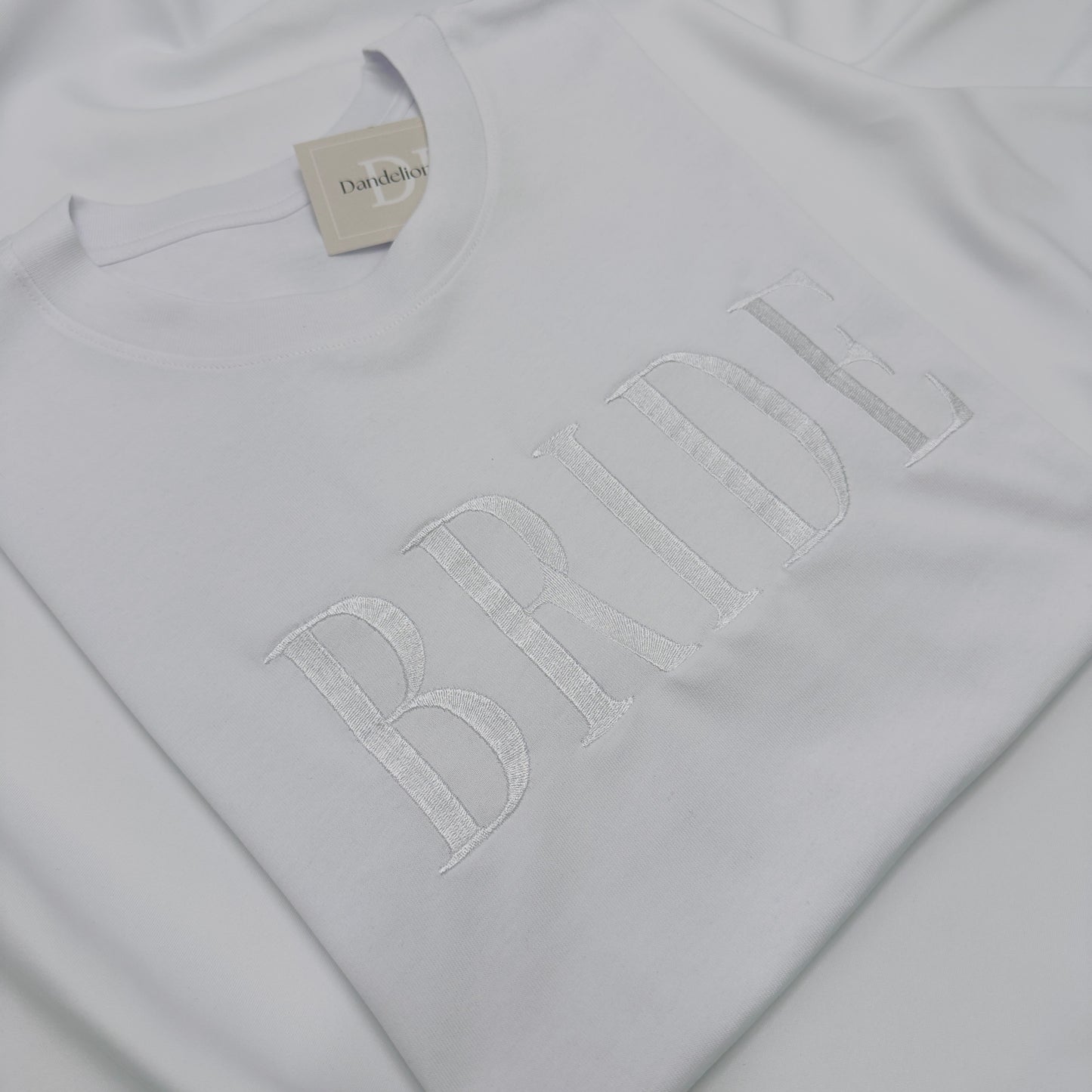 Bride or Groom Embroidered White Organic T-Shirt. Bride To Be Gift Idea.