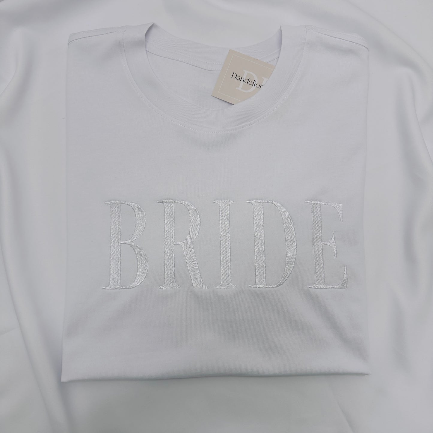 Bride or Groom Embroidered White Organic T-Shirt. Bride To Be Gift Idea.