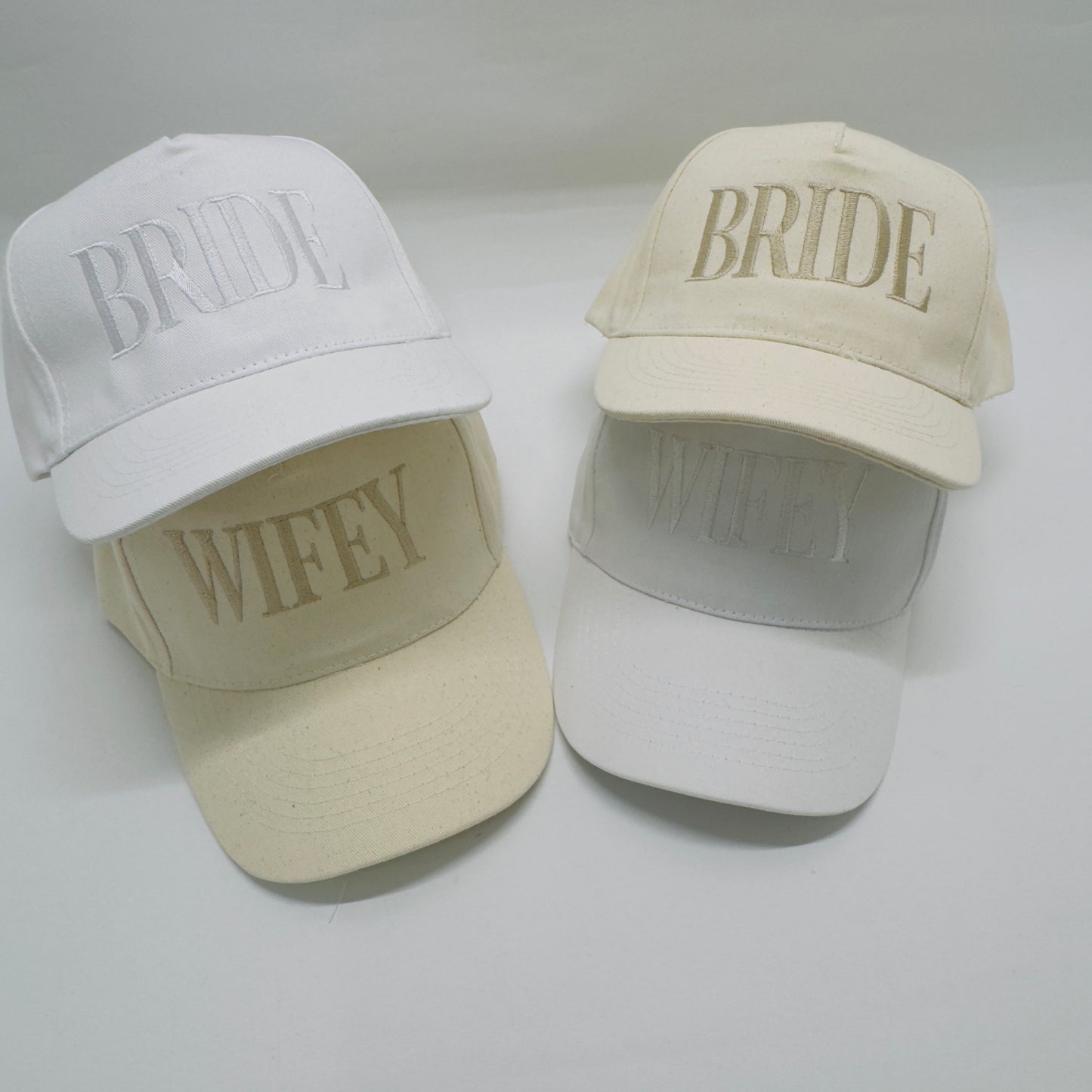 WIFEY and BRIDE Embroidered Baseball Cap. Bride To Be Honeymoon Clothing