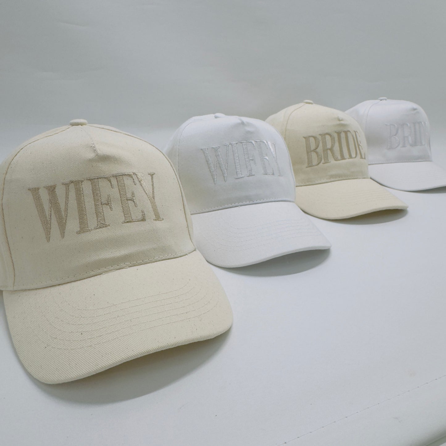 WIFEY and BRIDE Embroidered Baseball Cap. Bride To Be Honeymoon Clothing