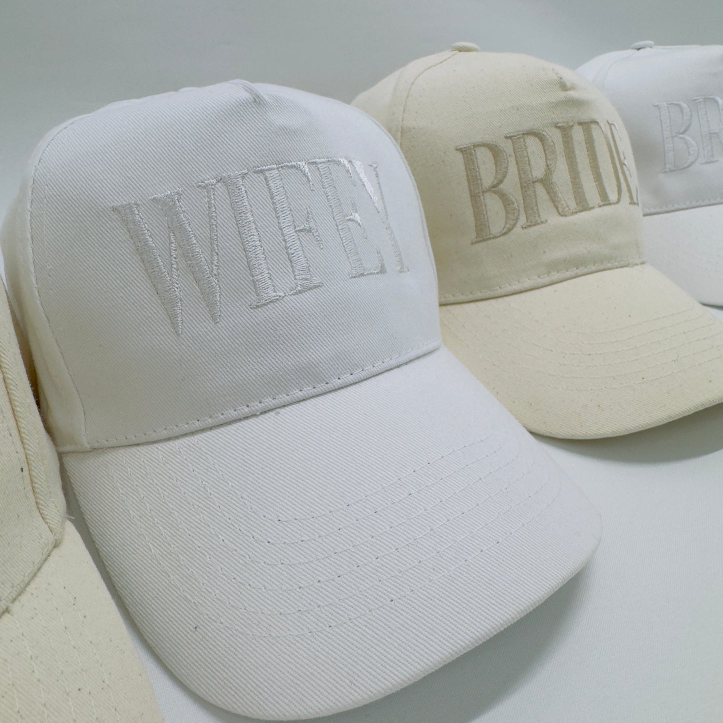 WIFEY and BRIDE Embroidered Baseball Cap. Bride To Be Honeymoon Clothing