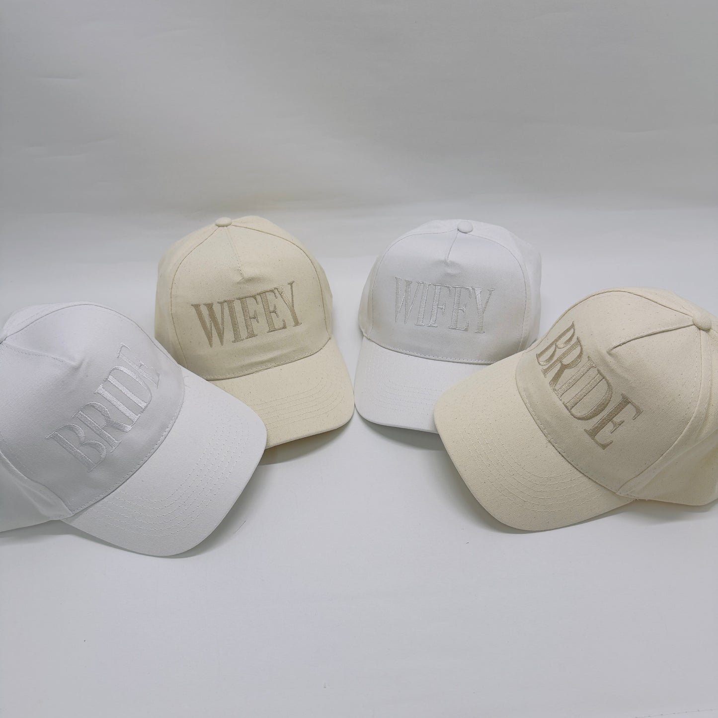 WIFEY and BRIDE Embroidered Baseball Cap. Bride To Be Honeymoon Clothing