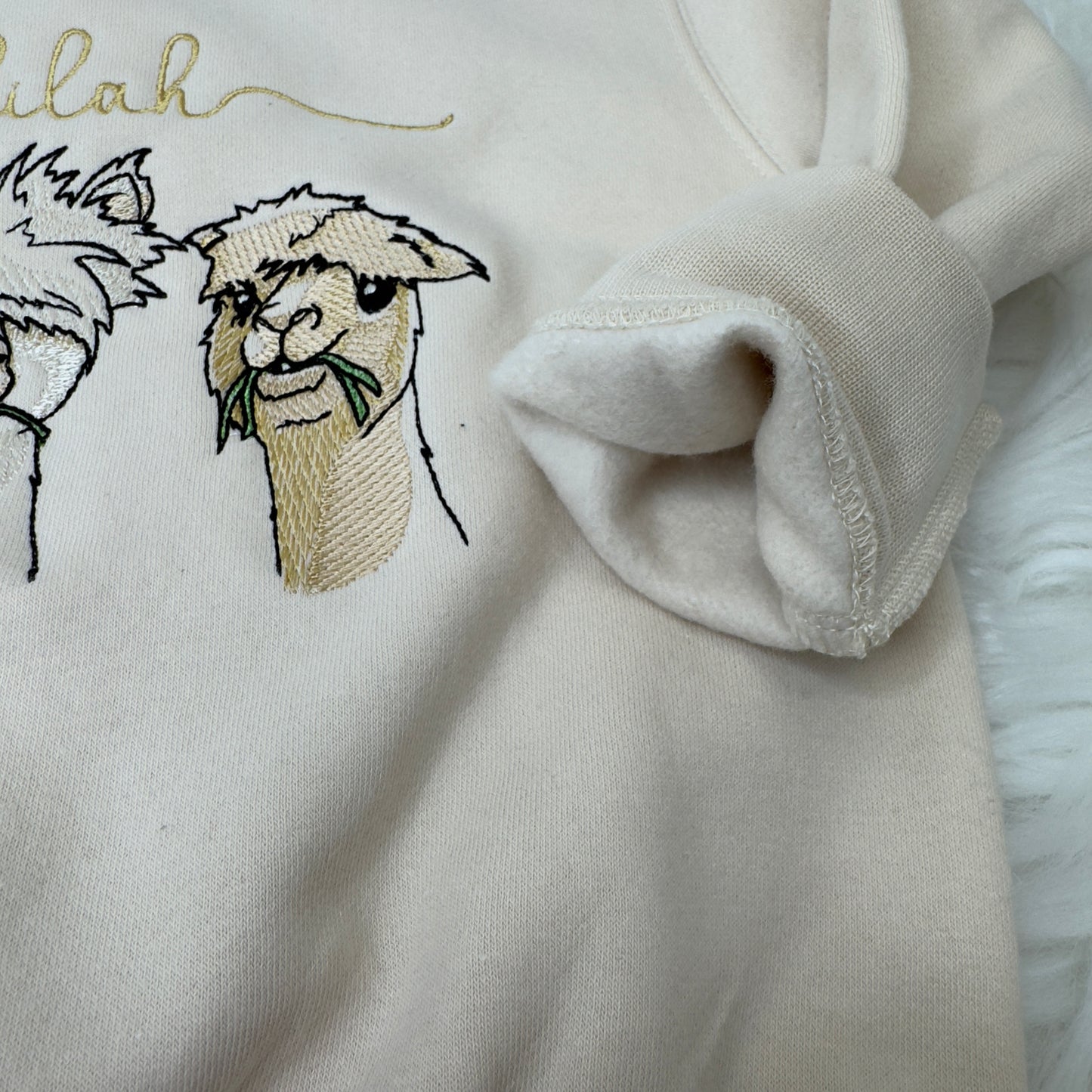 Luxury Cotton Kids Sweater with Adorable Alpaca Trio Embroidery - Personalised Children's Fashion