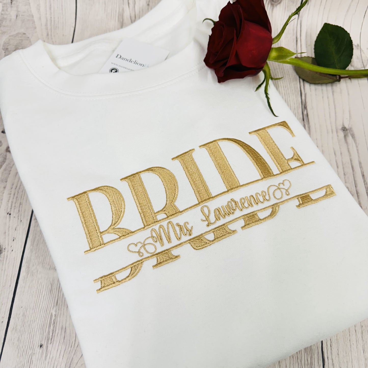 Elegant Bride Monogram Sweater with Personalised Name - Available in Black or White