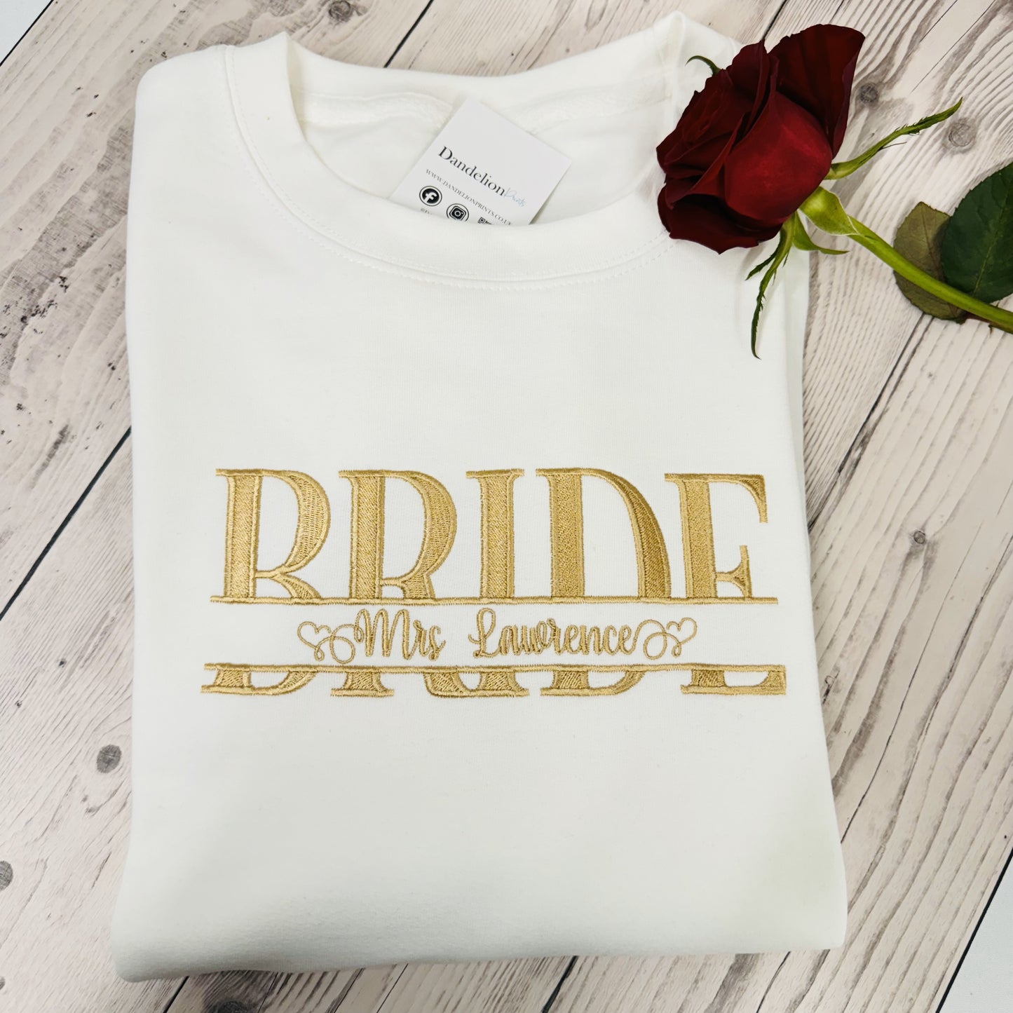 Elegant Bride Monogram Sweater with Personalised Name - Available in Black or White
