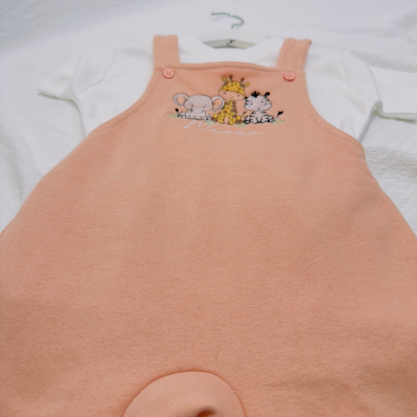Personalised Kids Safari Dungarees with T-Shirt Set - Custom Name Embroidery, Multiple Colours