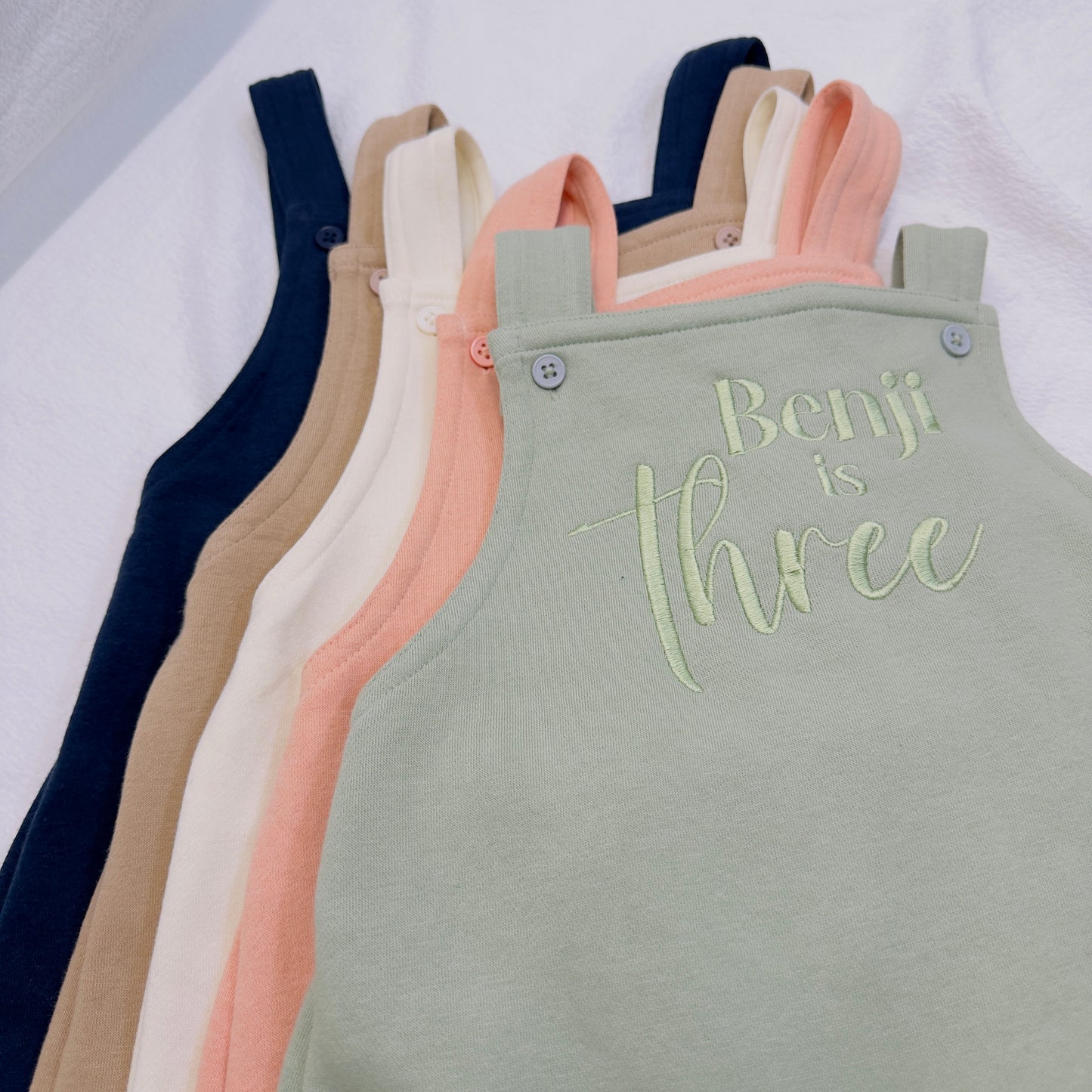 Personalised Kids Safari Dungarees with T-Shirt Set - Custom Name Embroidery, Multiple Colours