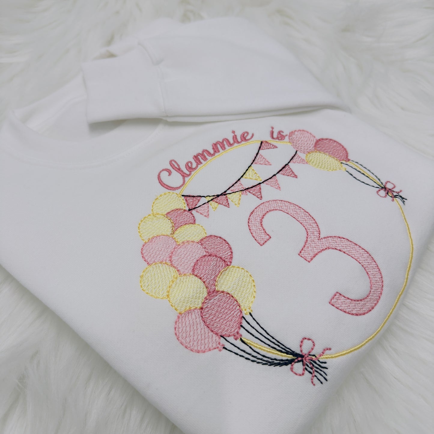 Personalised Children's Birthday Sweatshirt with Embroidered Balloon Arch