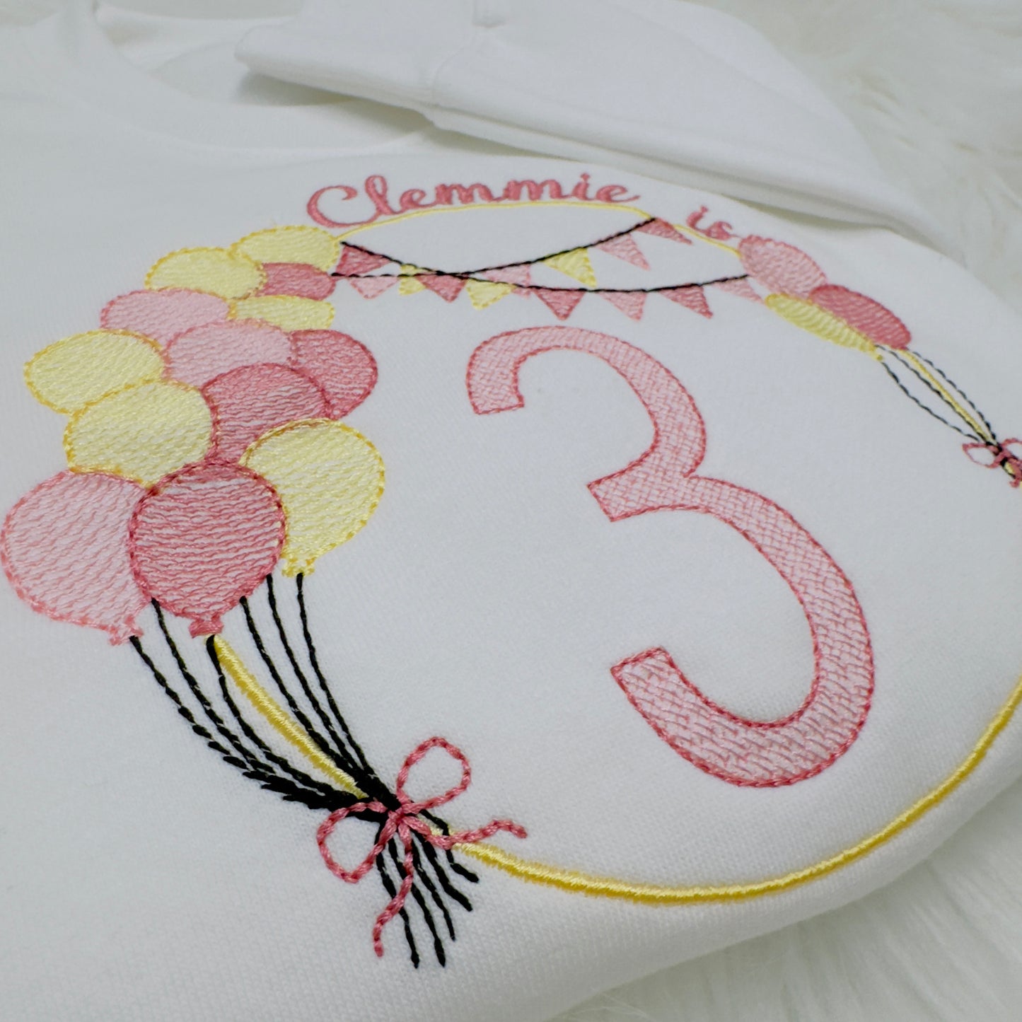 Personalised Children's Birthday Sweatshirt with Embroidered Balloon Arch