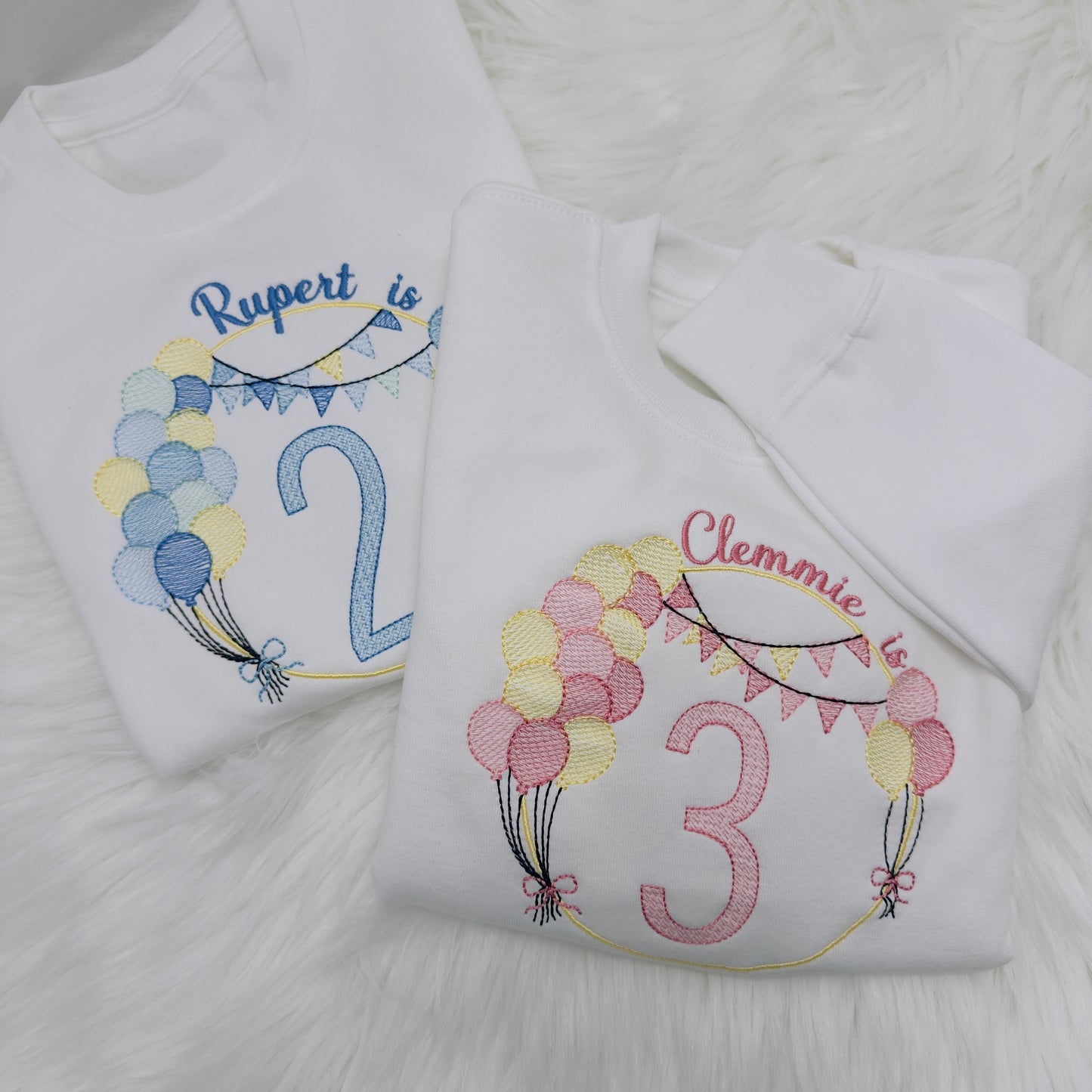 Personalised Children's Birthday Sweatshirt with Embroidered Balloon Arch