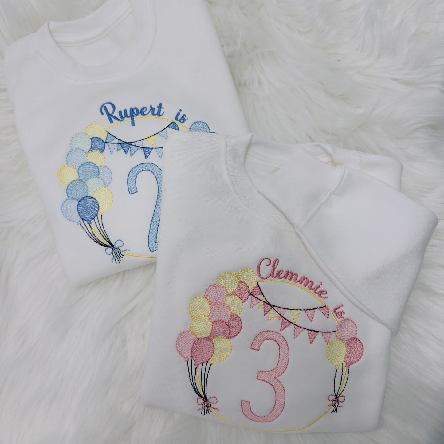 Personalised Children's Birthday Sweatshirt with Embroidered Balloon Arch