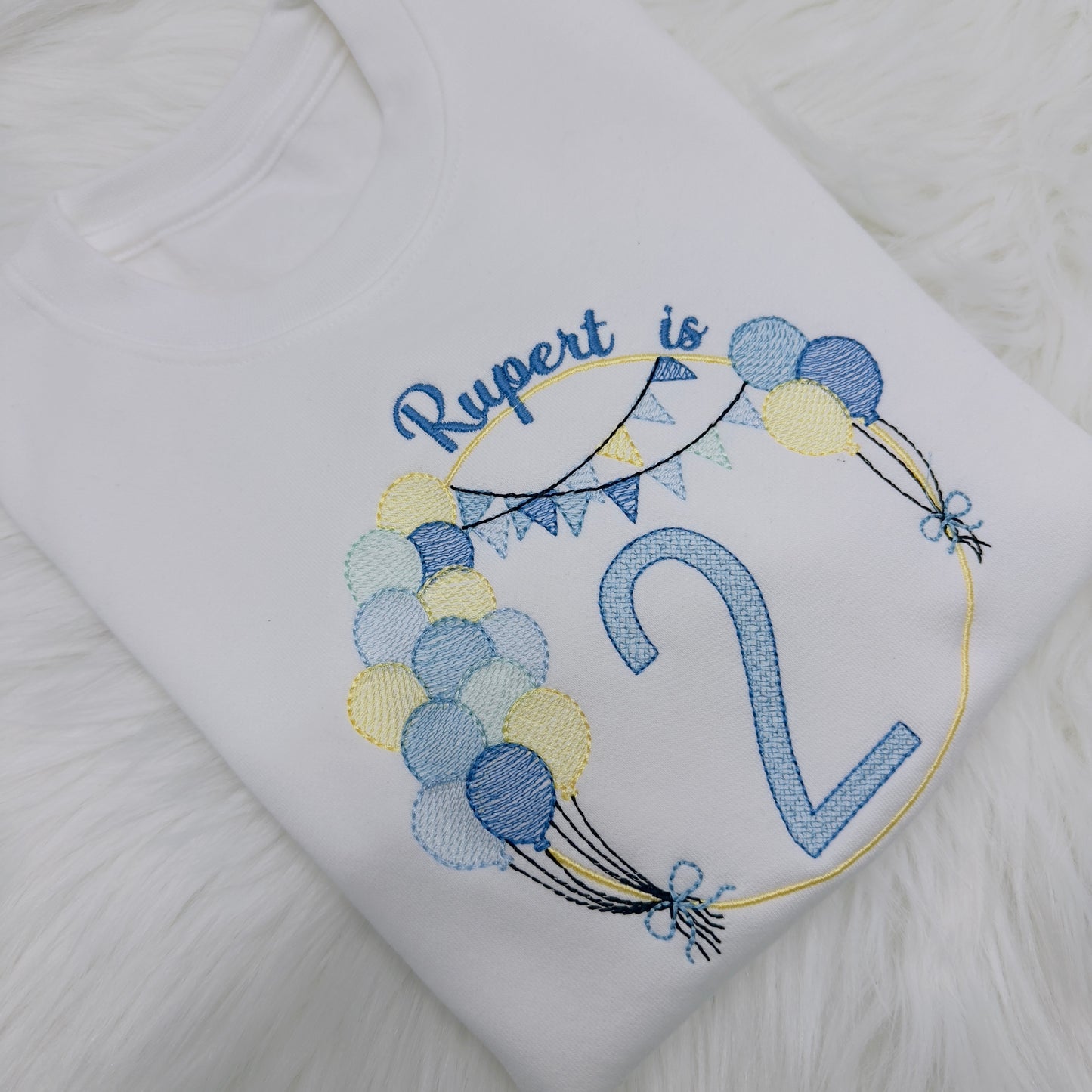 Personalised Children's Birthday Sweatshirt with Embroidered Balloon Arch
