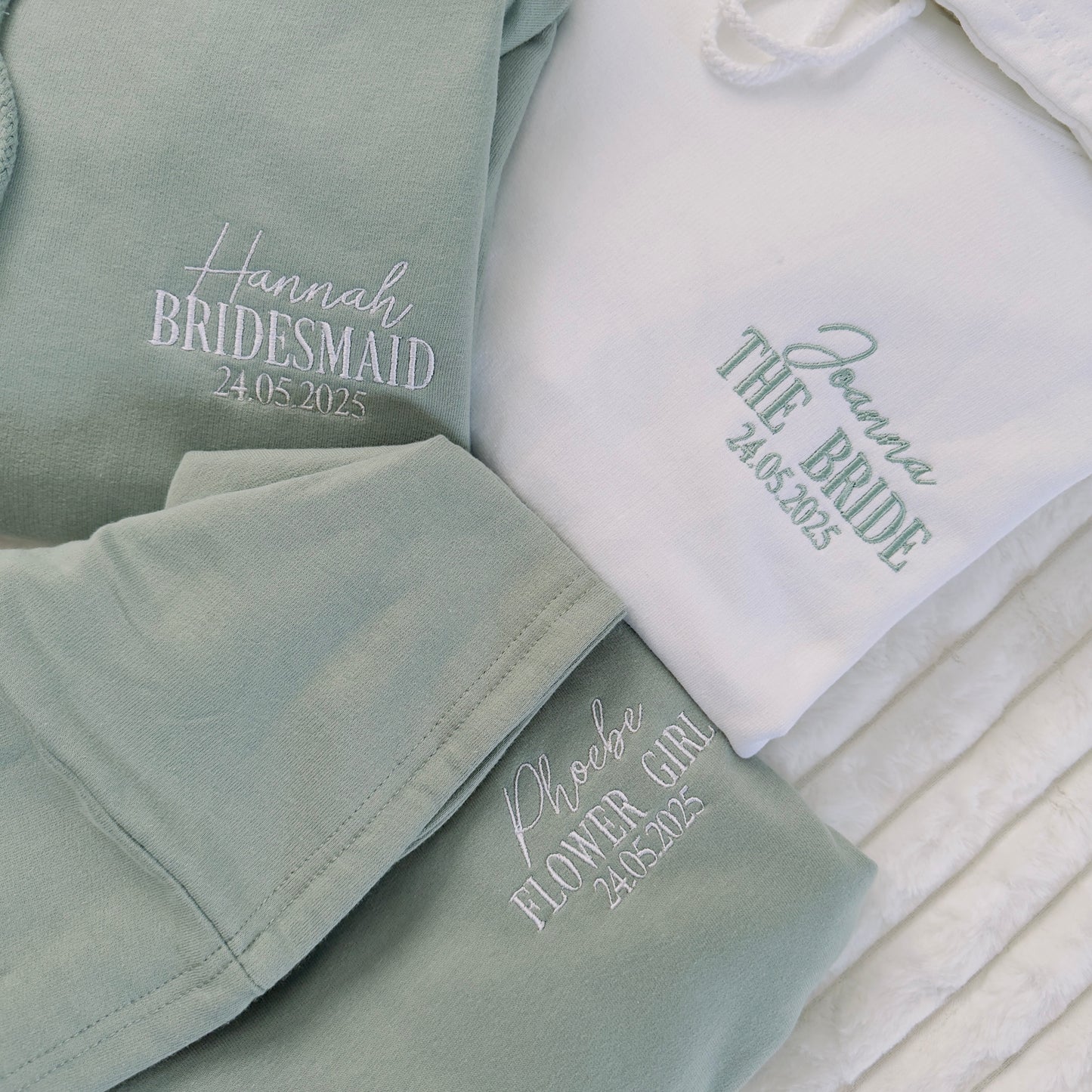 Wedding, Hen Party Matching Personalised Hoodies. Various Colours Available