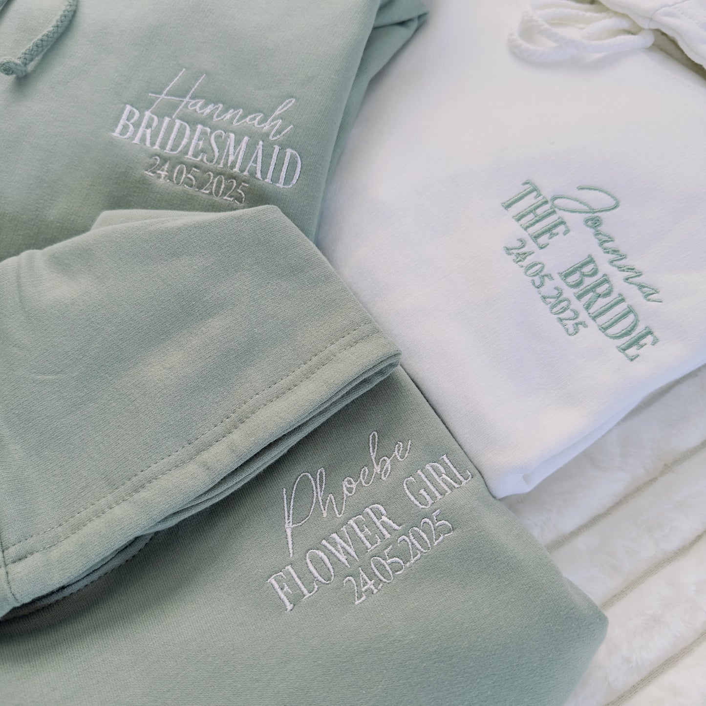 Wedding, Hen Party Matching Personalised Hoodies. Various Colours Available