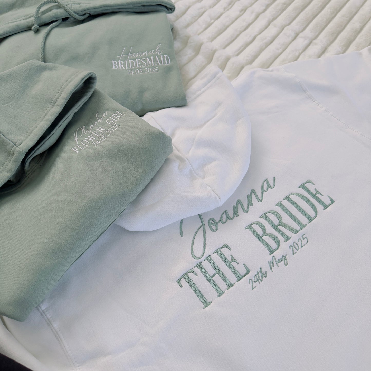 Wedding, Hen Party Matching Personalised Hoodies. Various Colours Available