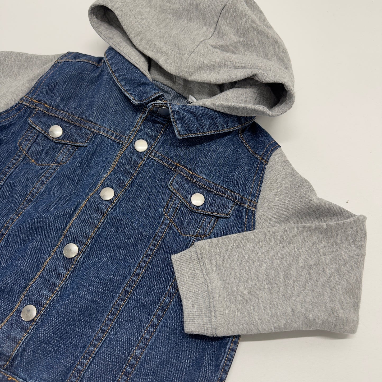 Dinosaur Initial Embroidered Personalised Denim Jacket - Button Closure, Cotton Sleeves and Hood