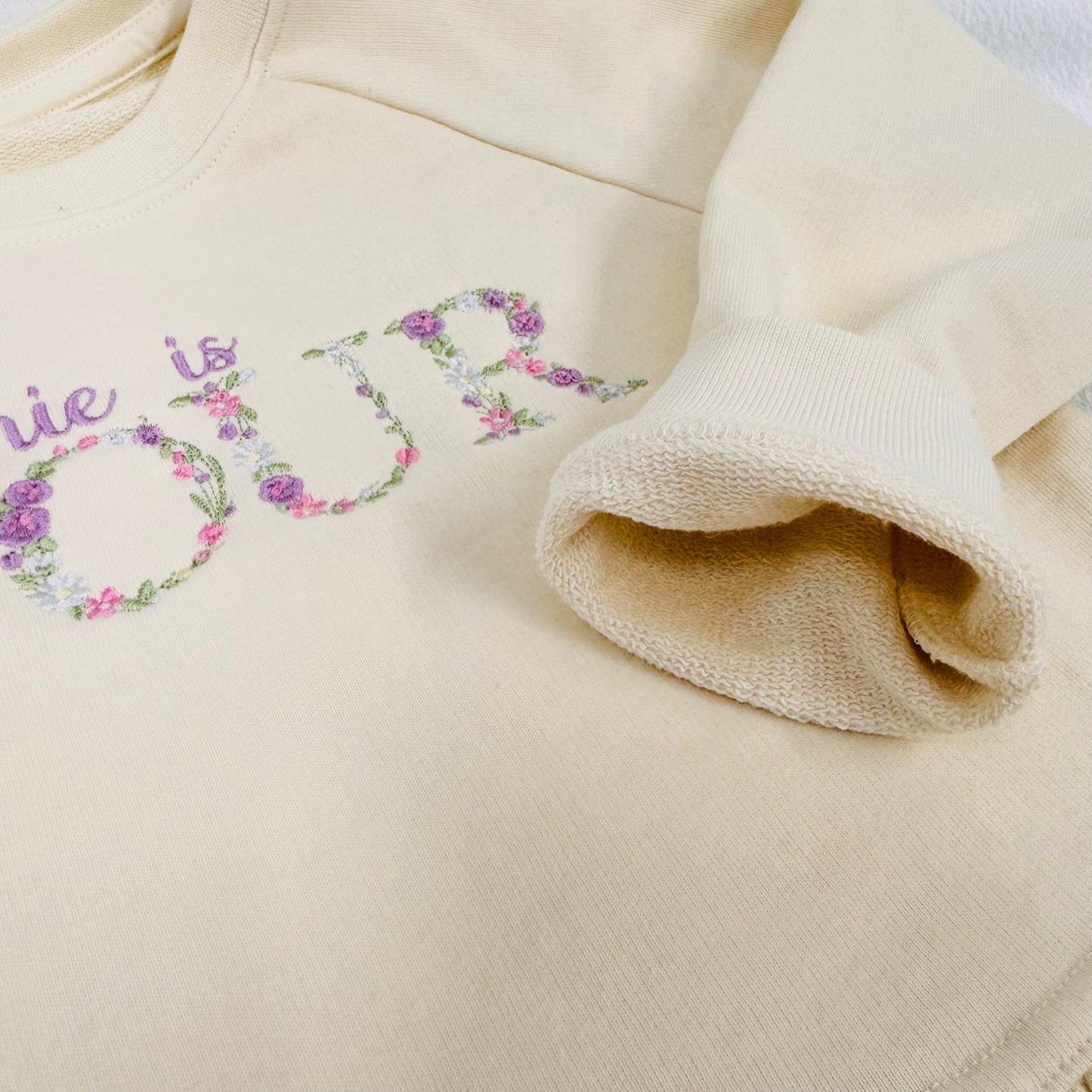Personalised Children's Birthday Sweater Dress with Embroidered Name and Age, Floral Design
