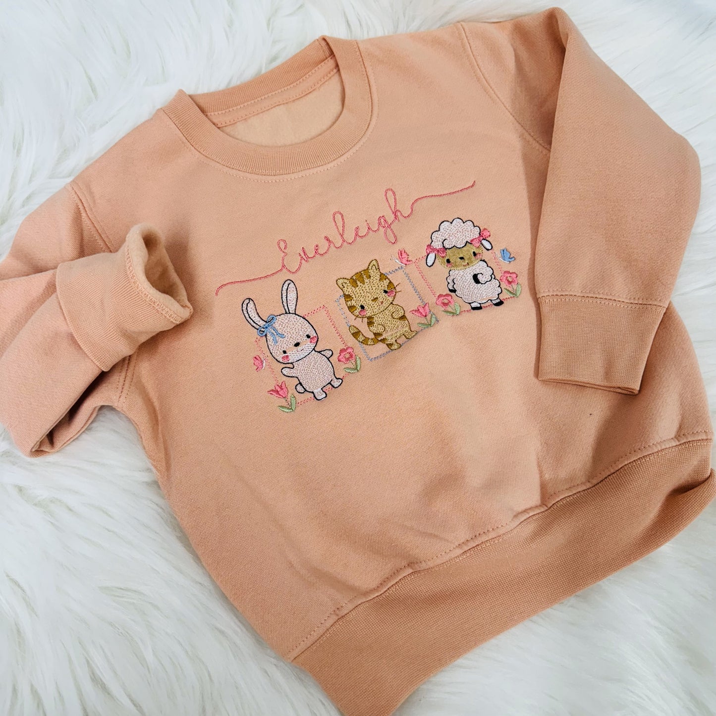 Embroidered Animal Friends Kids Sweater - 100% Cotton and Personalised for Children