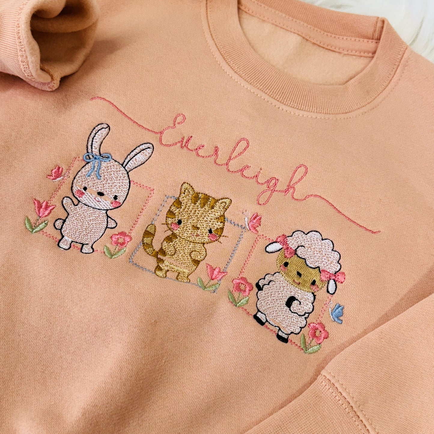 Embroidered Animal Friends Kids Sweater - 100% Cotton and Personalised for Children