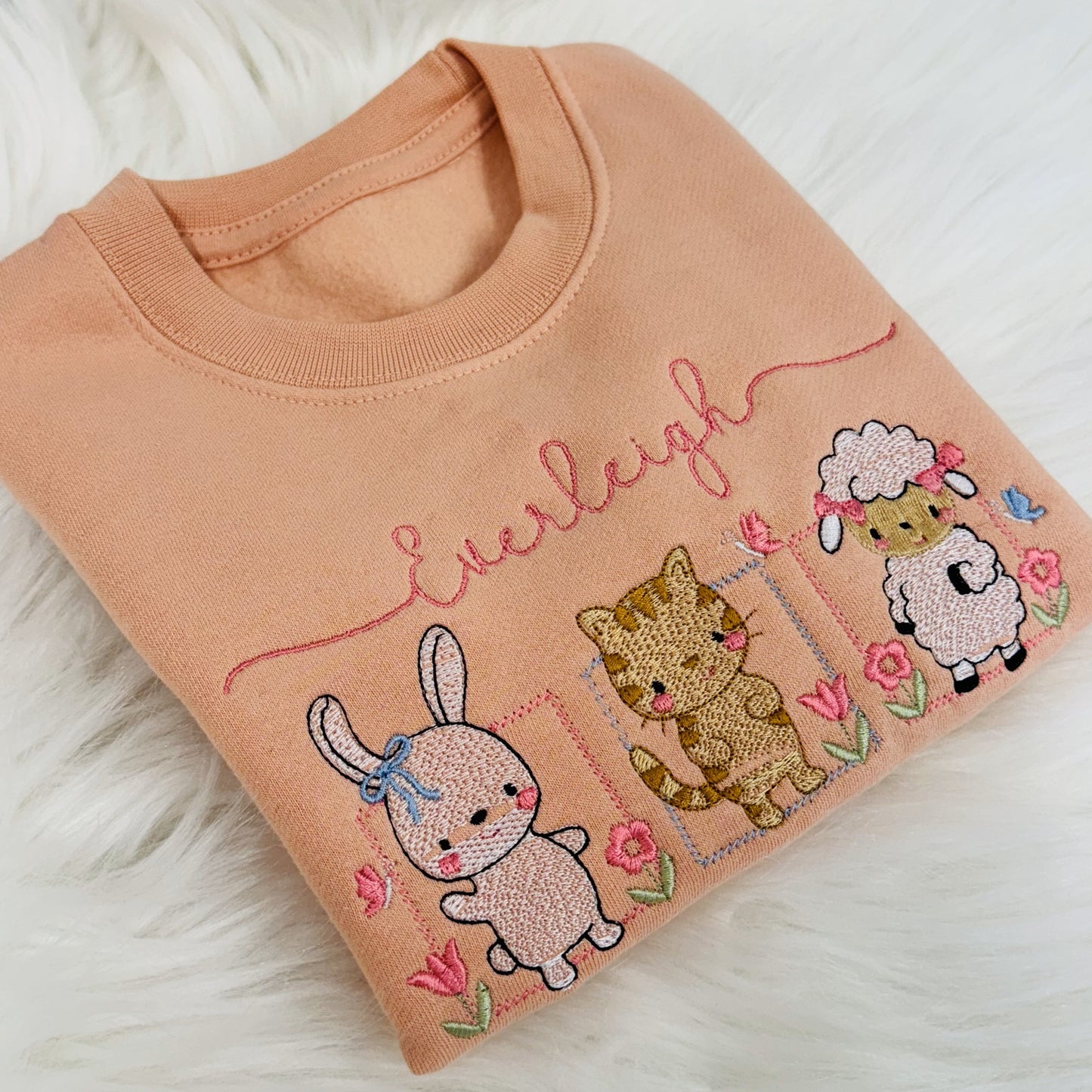 Embroidered Animal Friends Kids Sweater - 100% Cotton and Personalised for Children